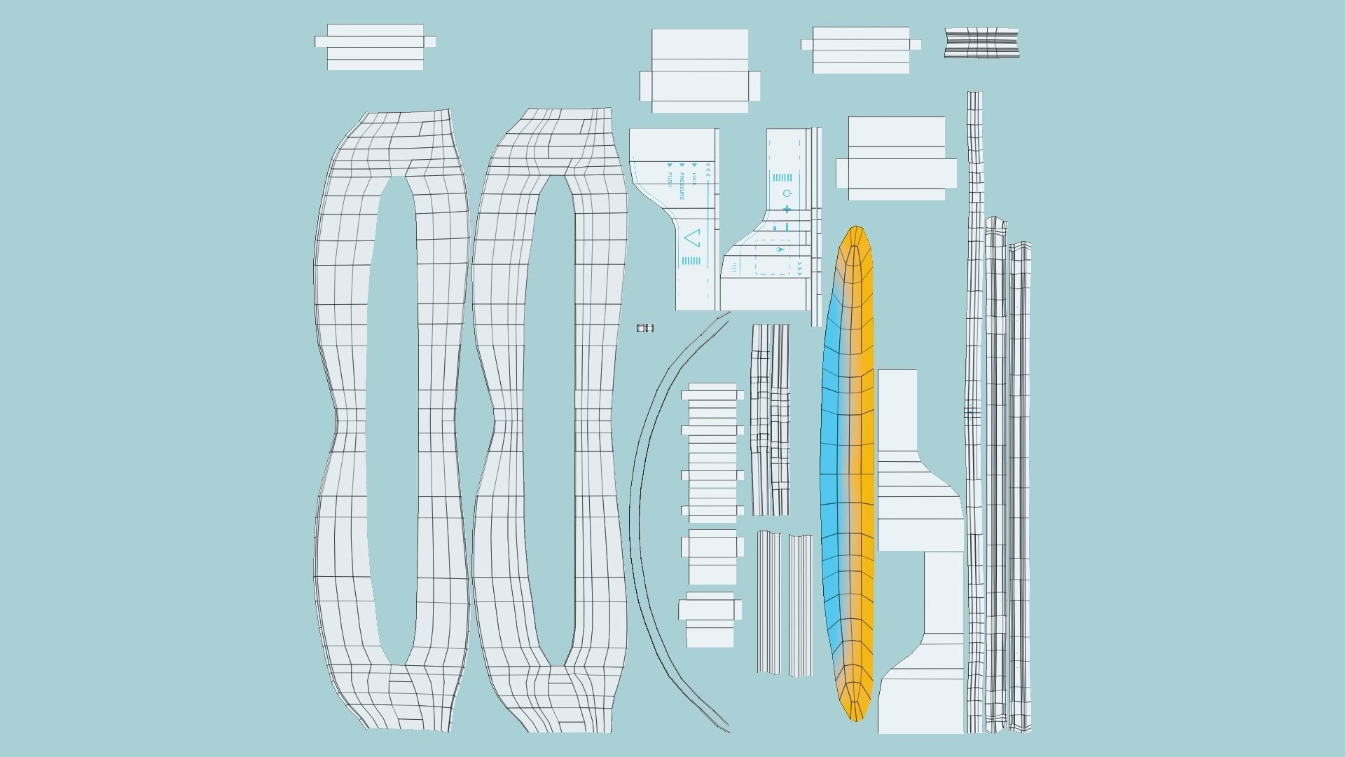 SciFi Glasses I08 Blue Gold - Character Design Fashion Low-poly 3D model_5