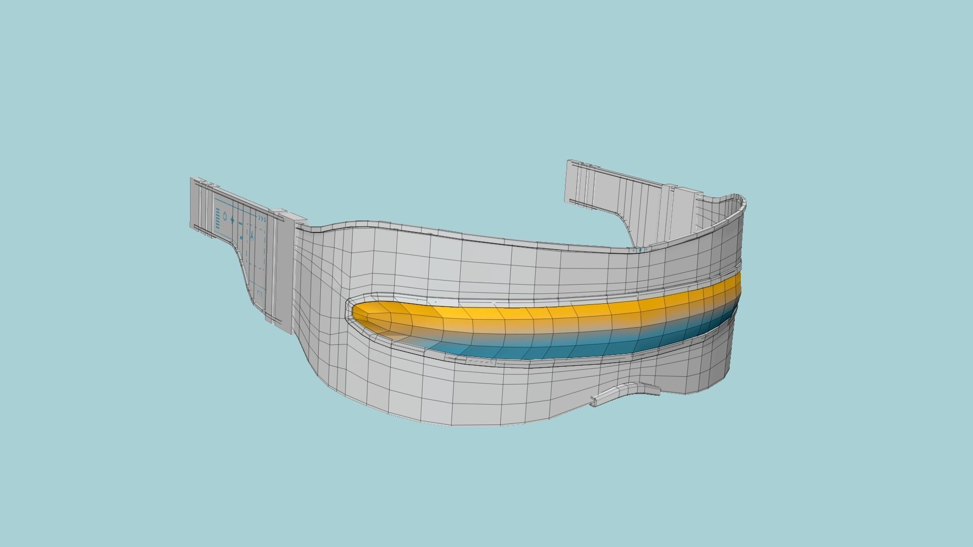 SciFi Glasses I08 Blue Gold - Character Design Fashion Low-poly 3D model_6