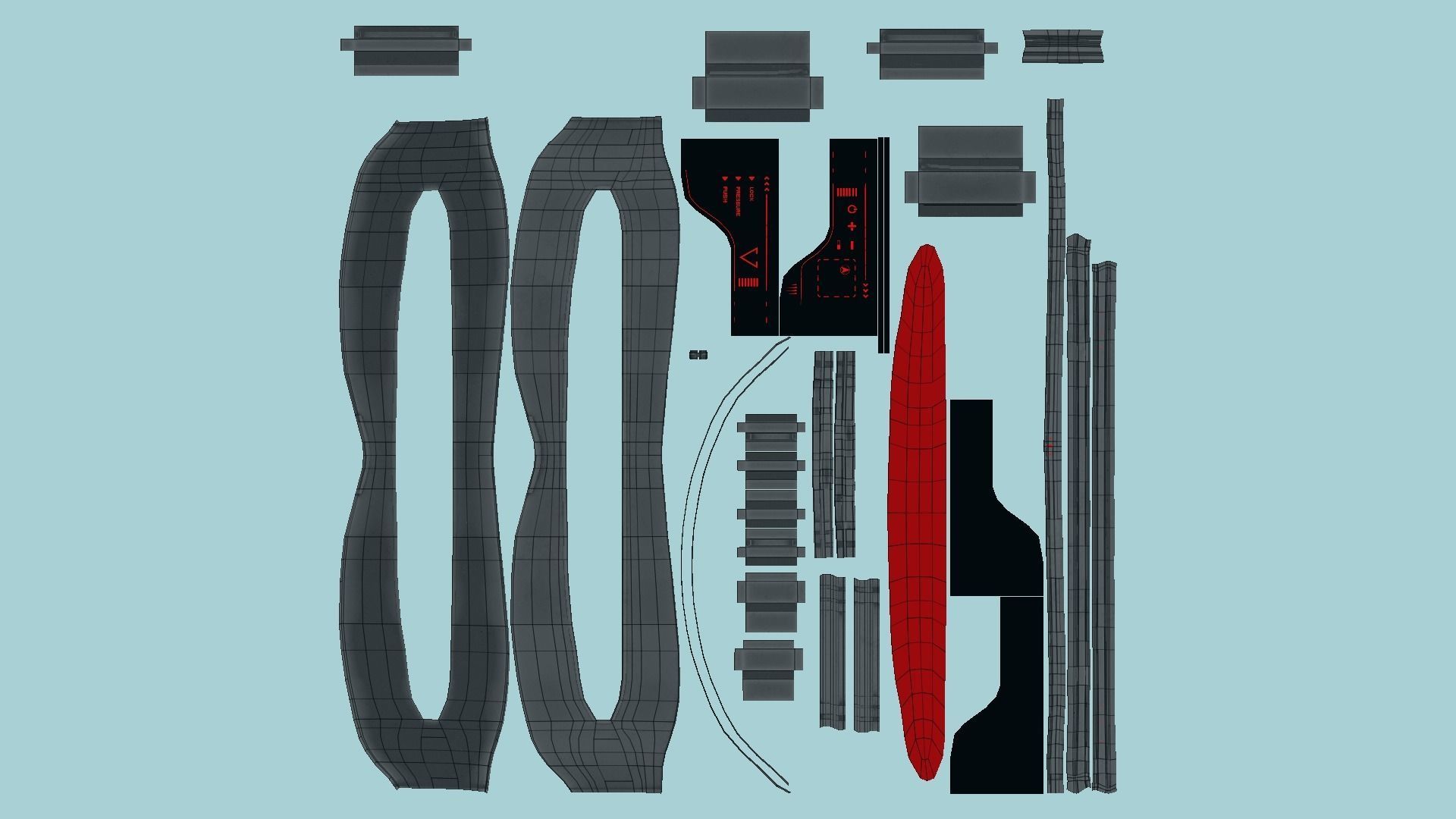 SciFi Glasses I09 Metal Red - Character Design Fashion Low-poly 3D model_4