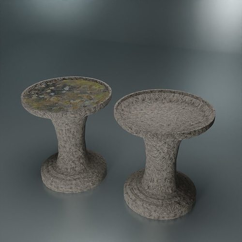 Bird bath 2 variants Low-poly 3D model