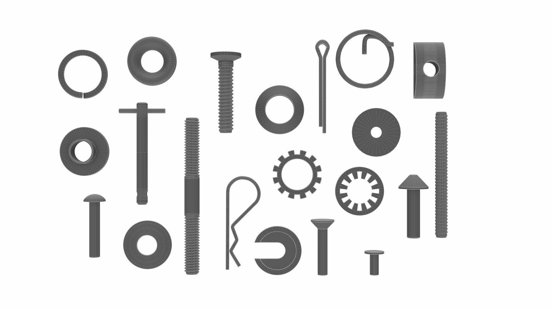 Large collection of fasteners 3D model_17