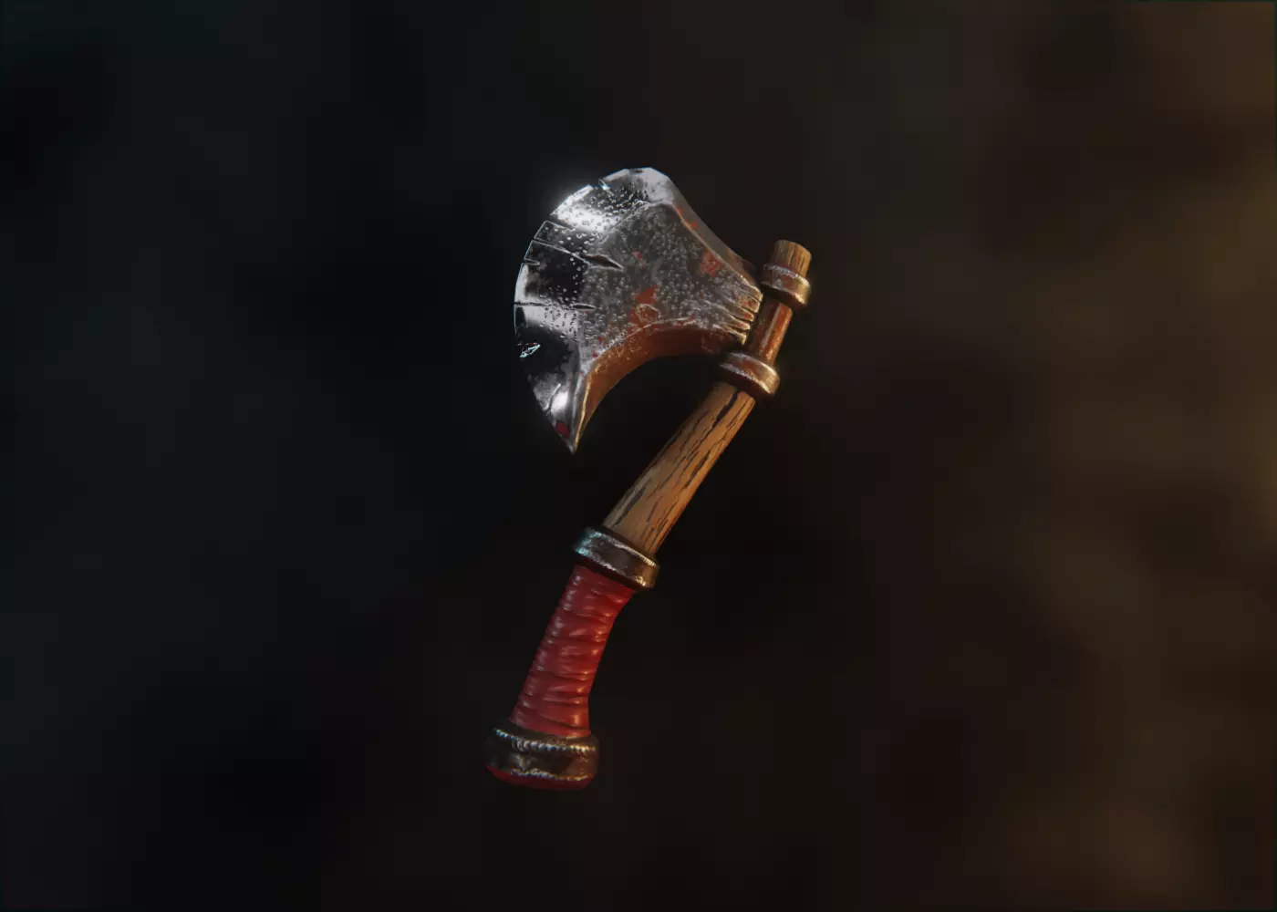 War Axe Low-poly 3D model_0