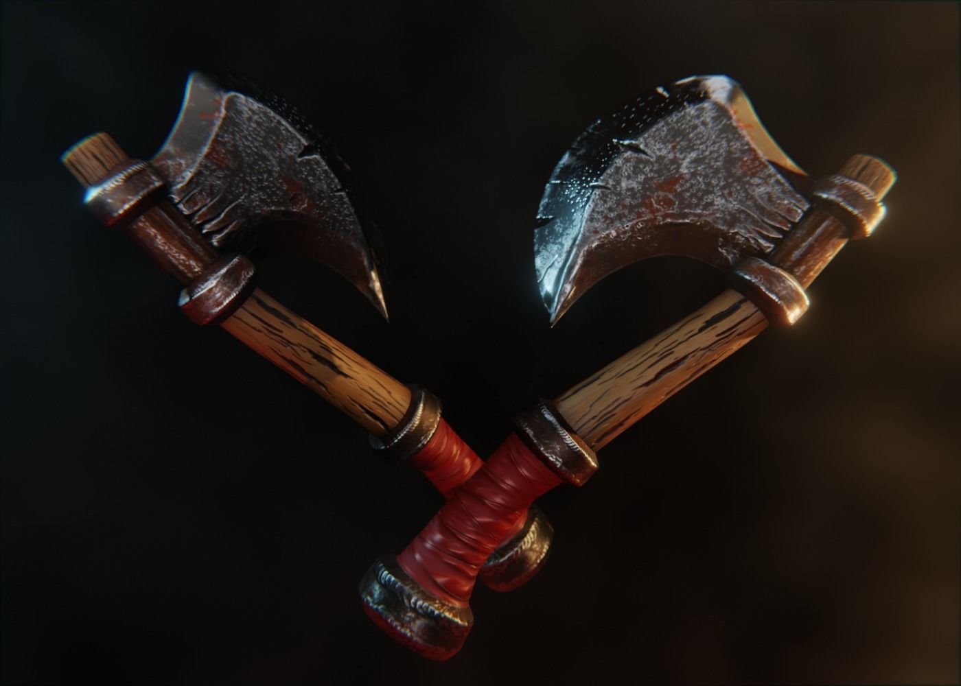War Axe Low-poly 3D model_3