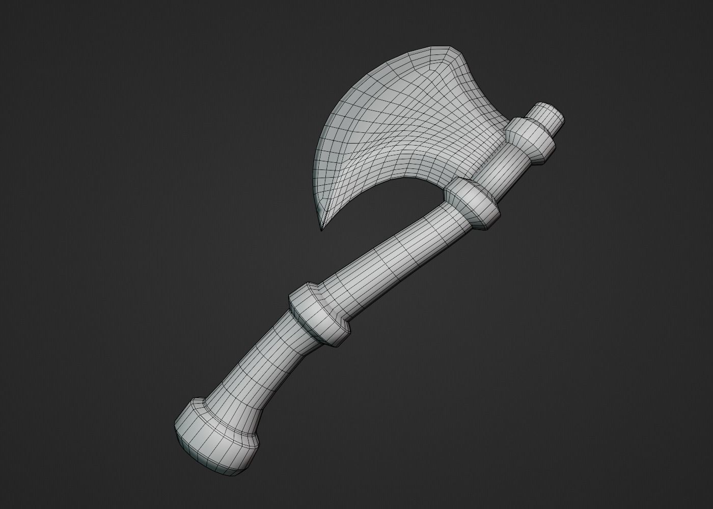War Axe Low-poly 3D model_4