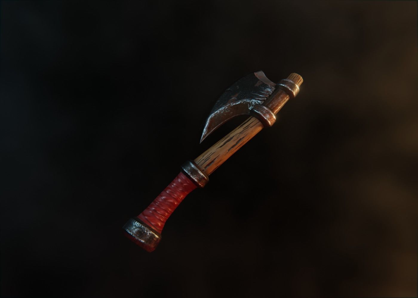 War Axe Low-poly 3D model_1