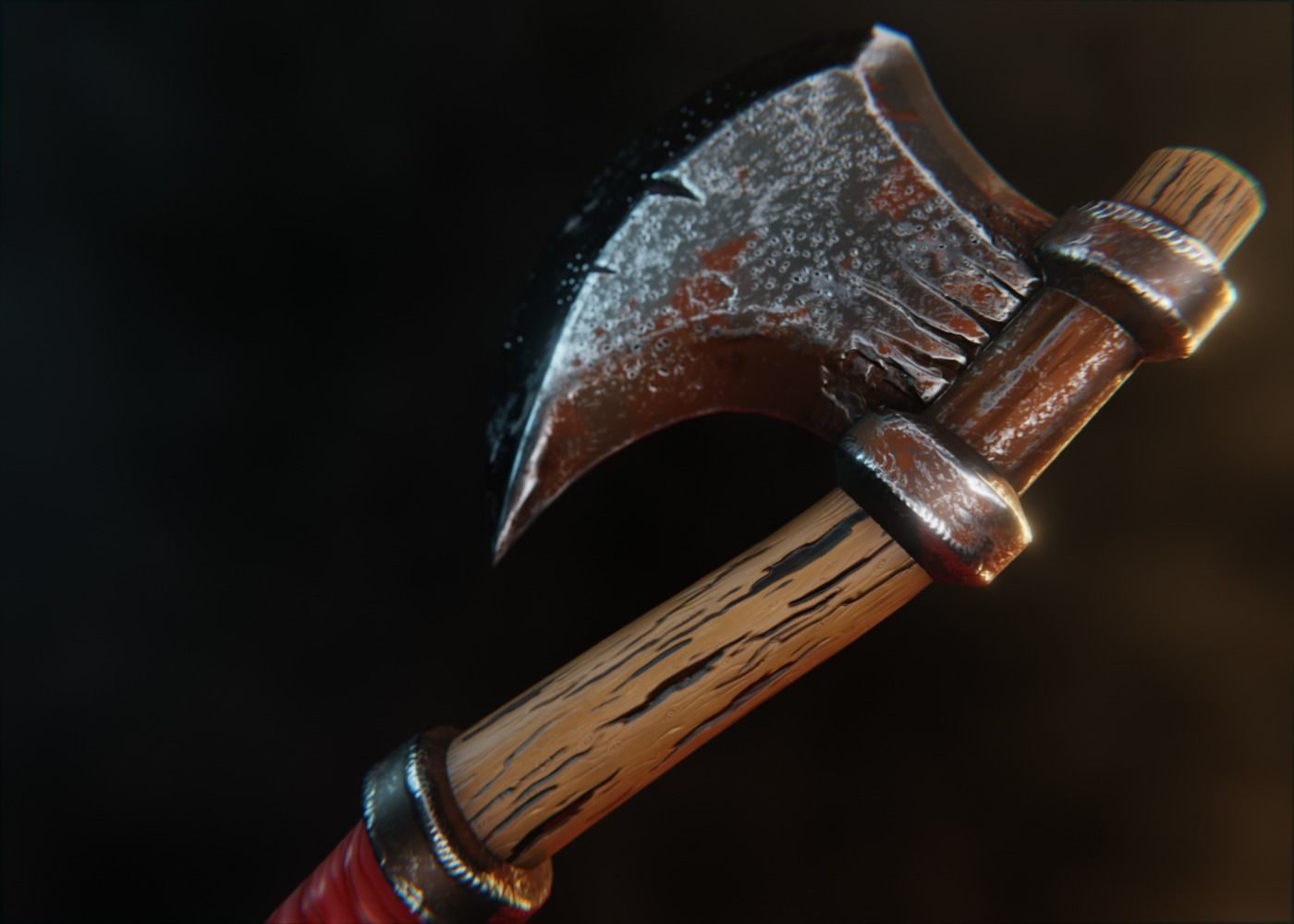 War Axe Low-poly 3D model_2