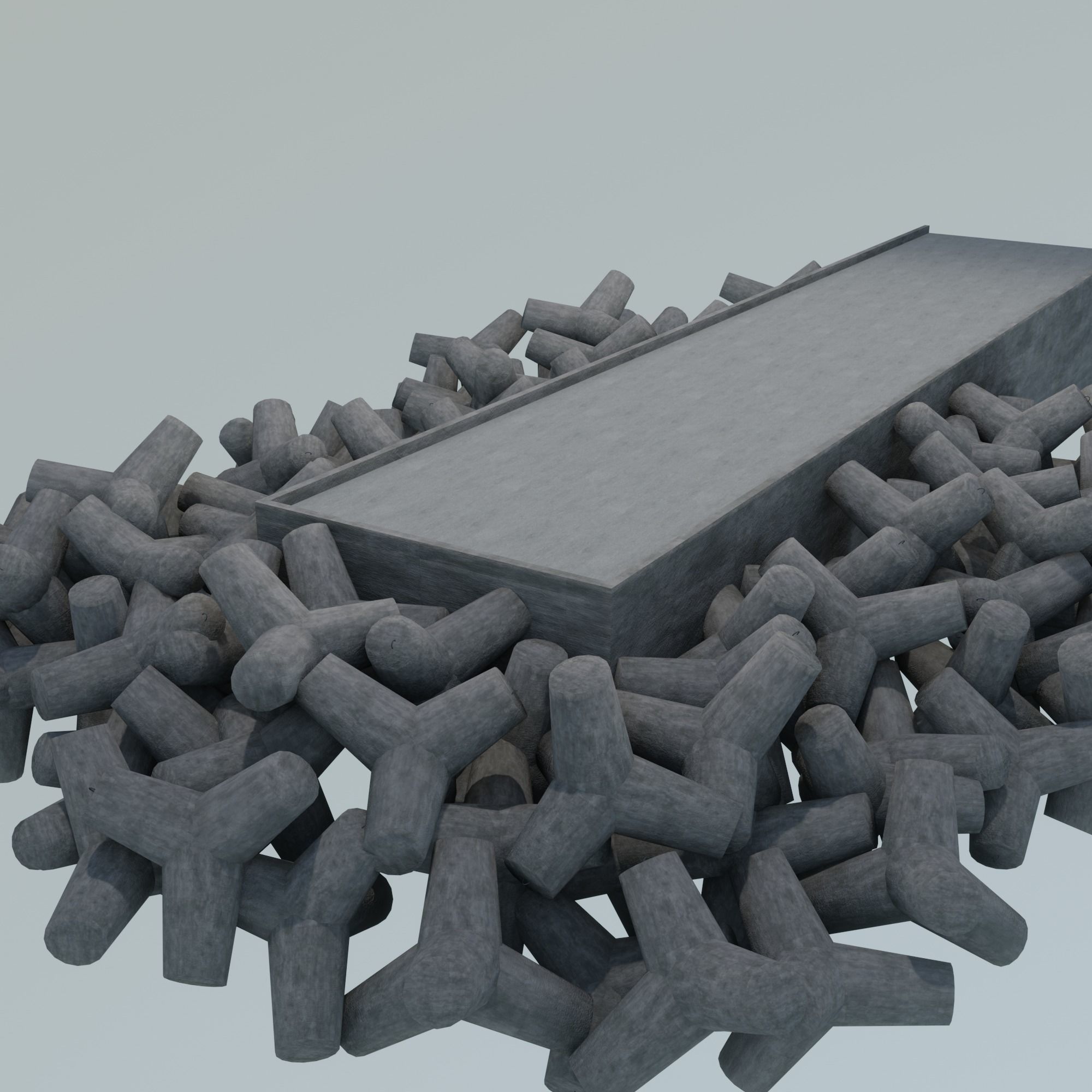Pier breakwater 3D model_2