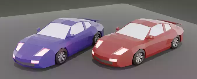 Low poly Porshe two cars Free low-poly 3D model