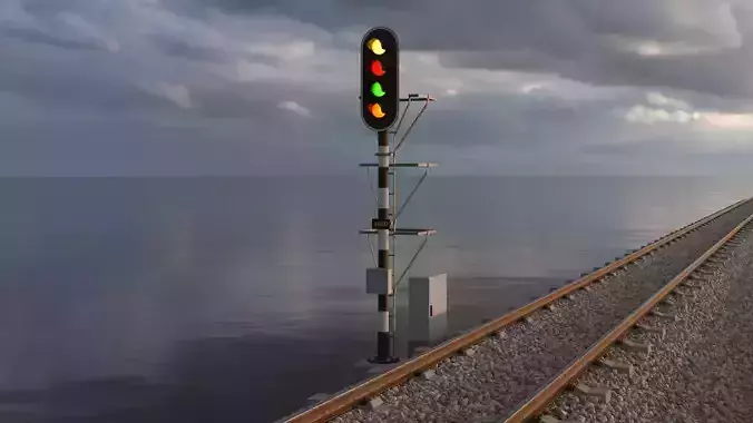Railroad Traffic Light Full Optics and Cabinet 3D model