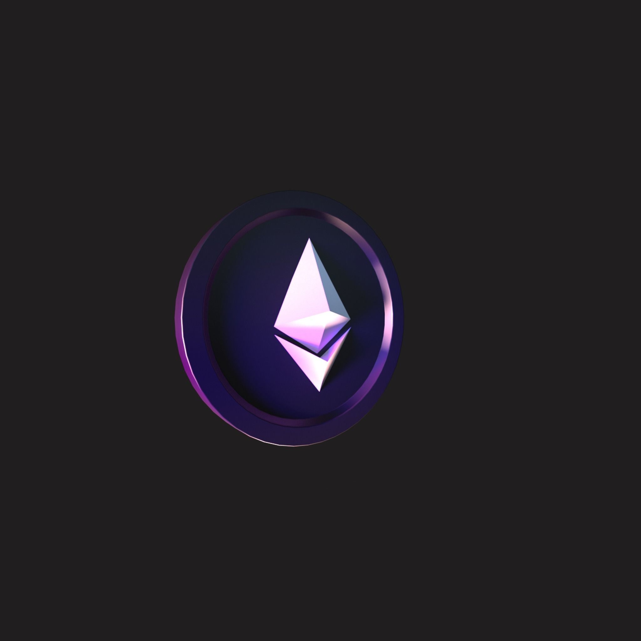 Ethereum ETH crypto Coin 3D model Low-poly 3D model_4