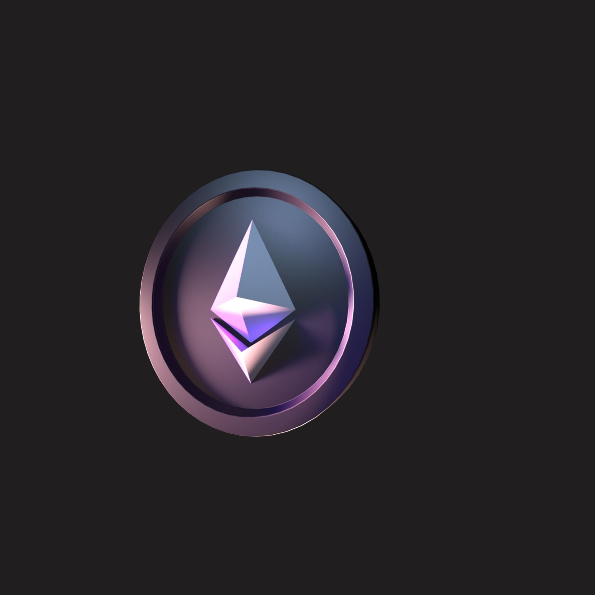 Ethereum ETH crypto Coin 3D model Low-poly 3D model_3