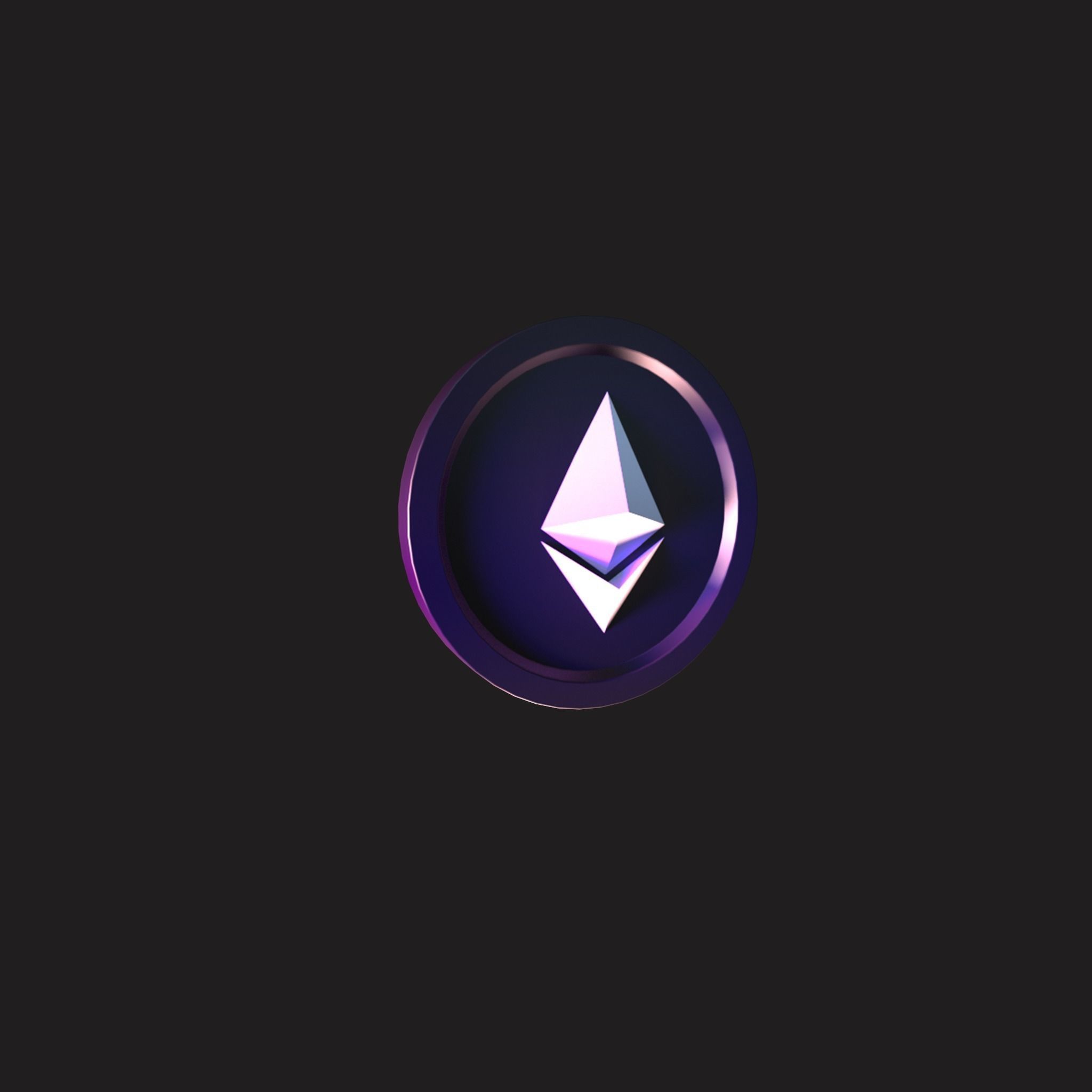 Ethereum ETH crypto Coin 3D model Low-poly 3D model_2