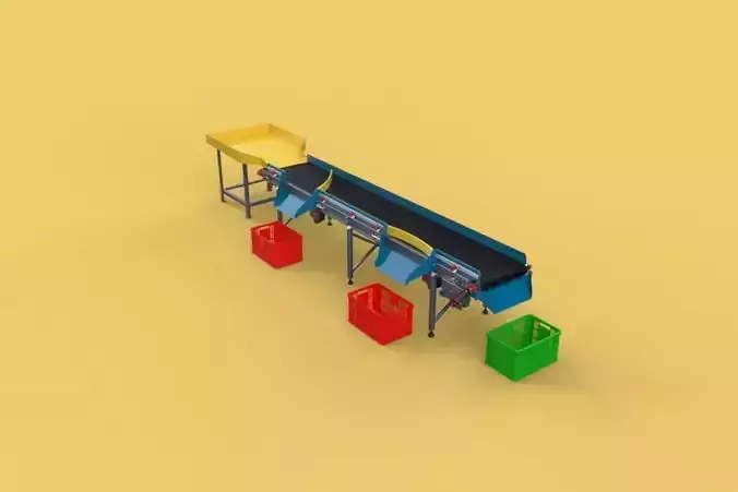 AUTOMATIC SEAFOOD FISH SORTING MACHINE CONVEYOR 3D model
