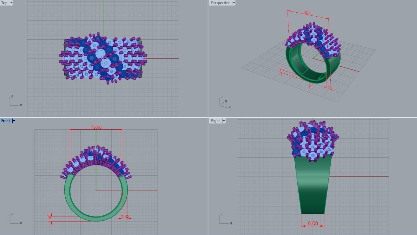 Diamond ring 3D print model_4