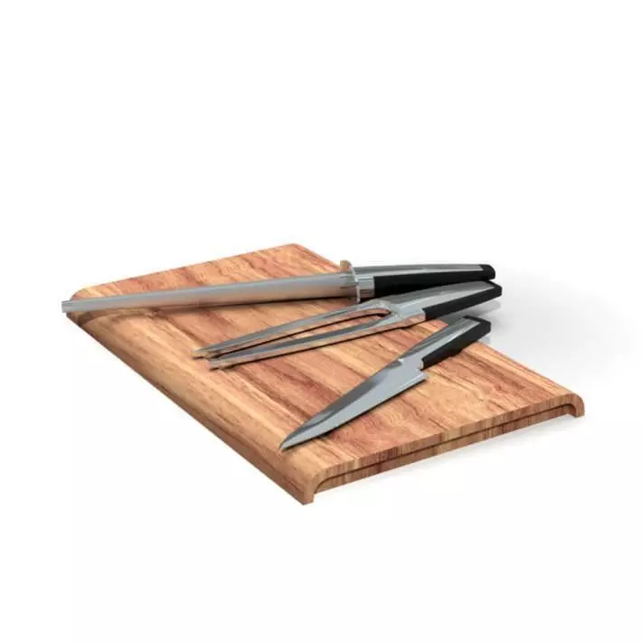Cutting Board With Tools 3D model_0