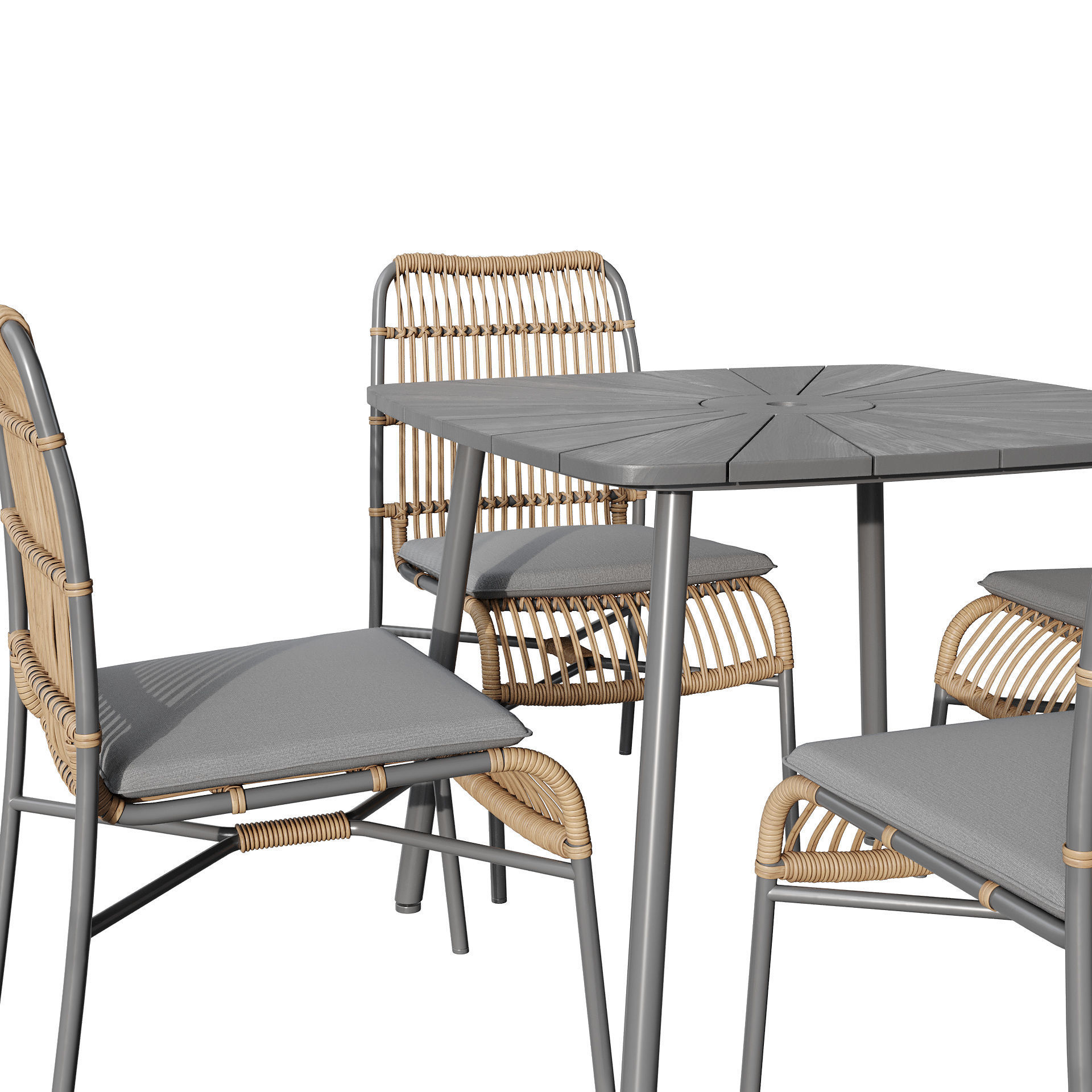 Rattan mixed outdoor set 3D model_5