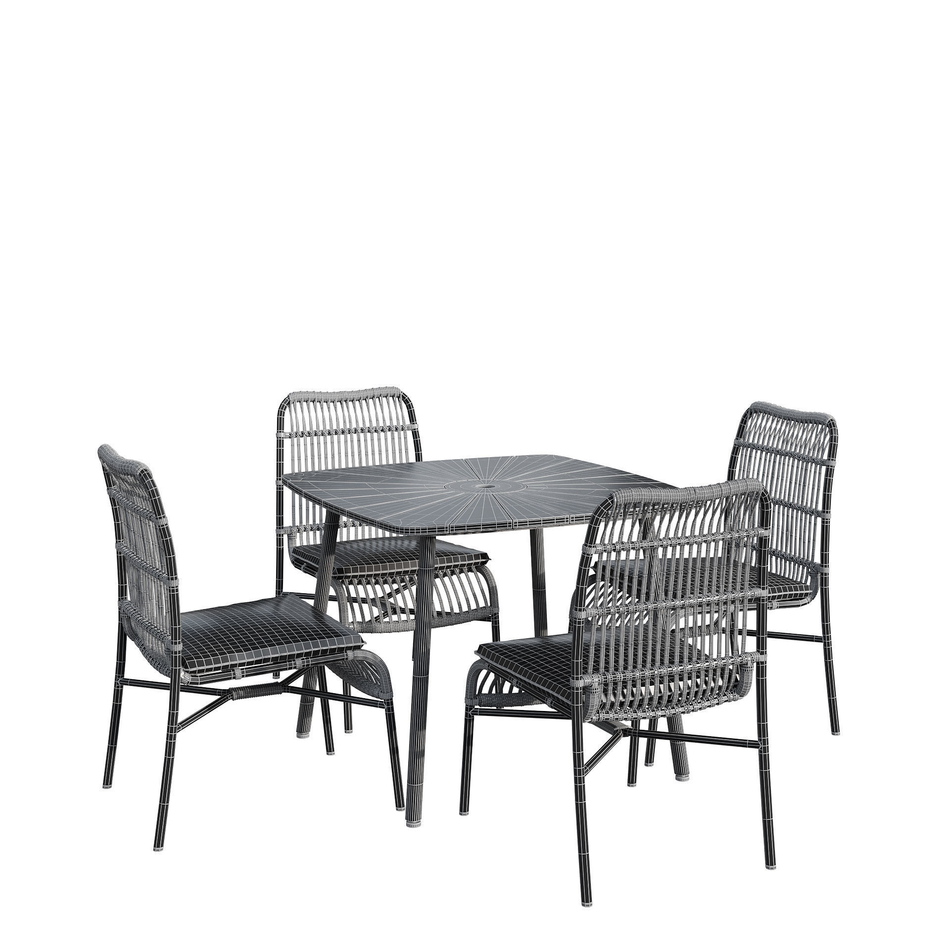 Rattan mixed outdoor set 3D model_6