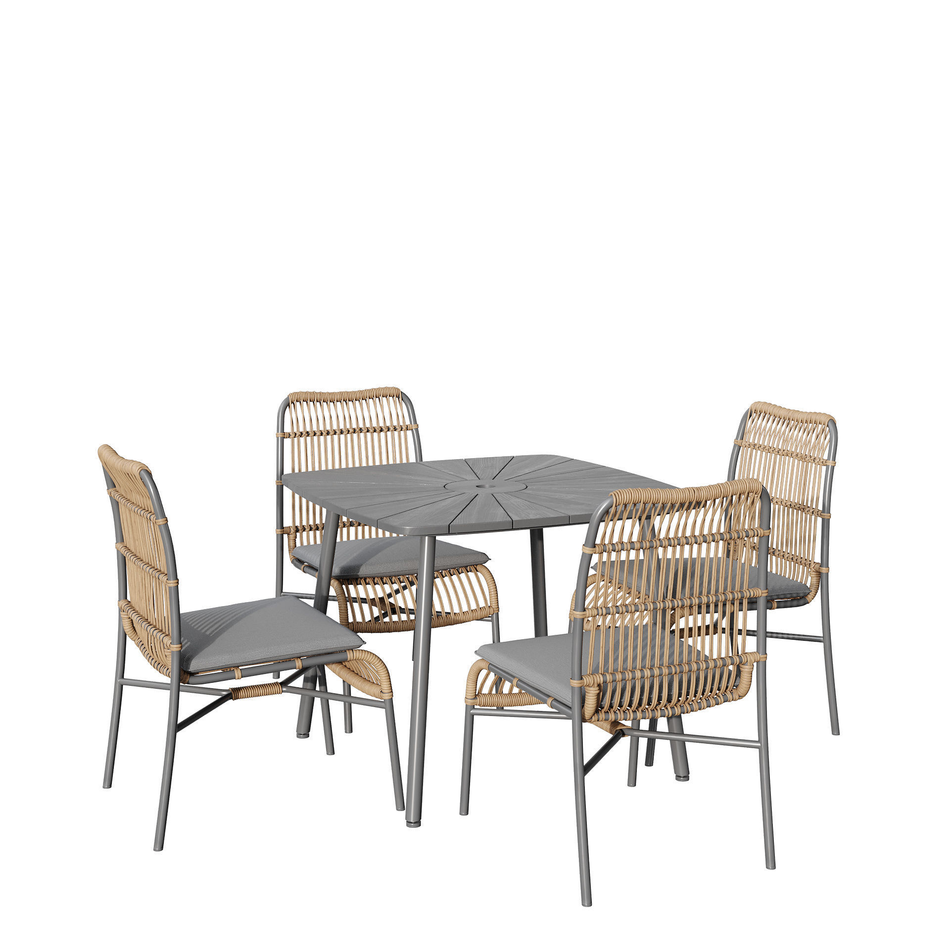 Rattan mixed outdoor set 3D model_1