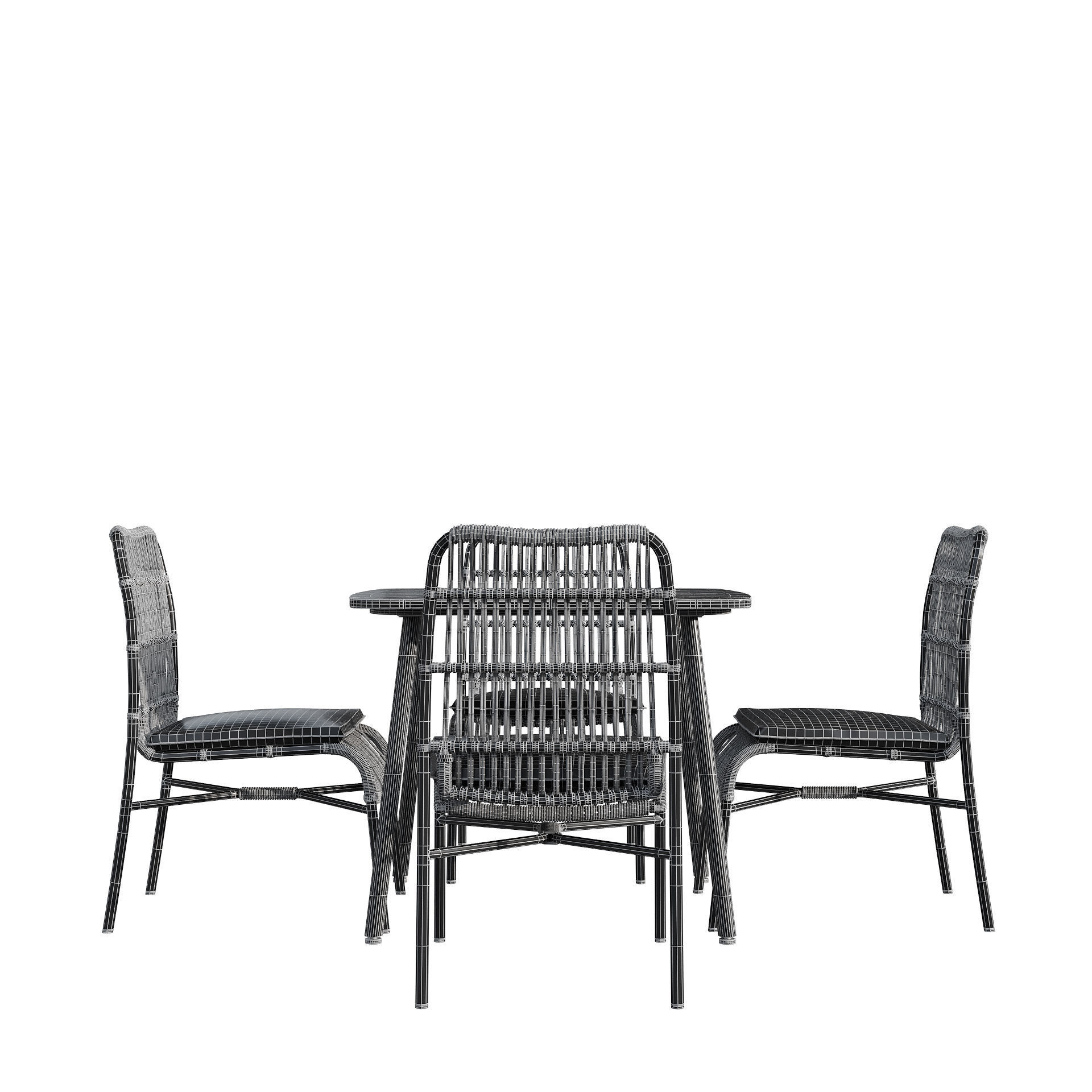 Rattan mixed outdoor set 3D model_7