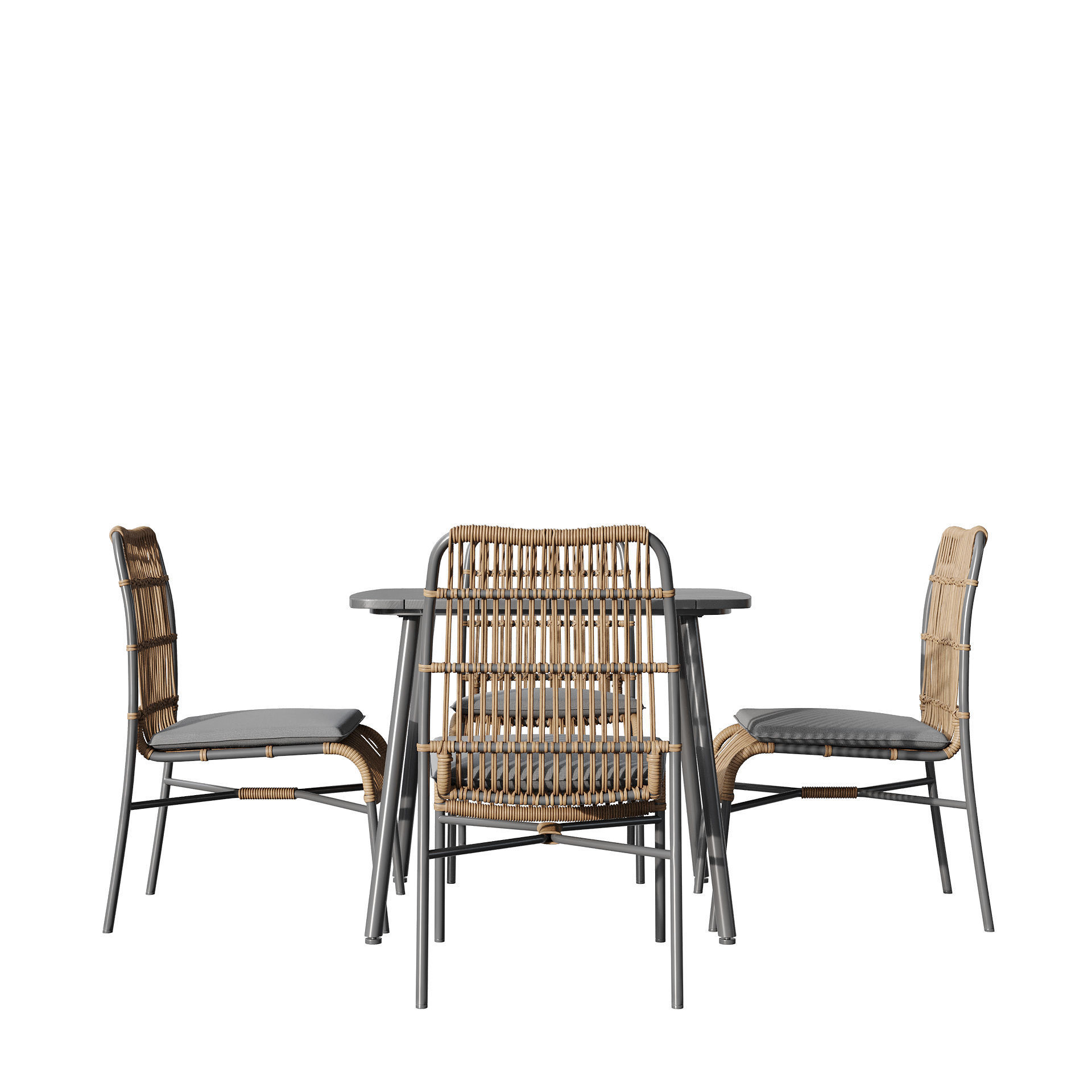 Rattan mixed outdoor set 3D model_2