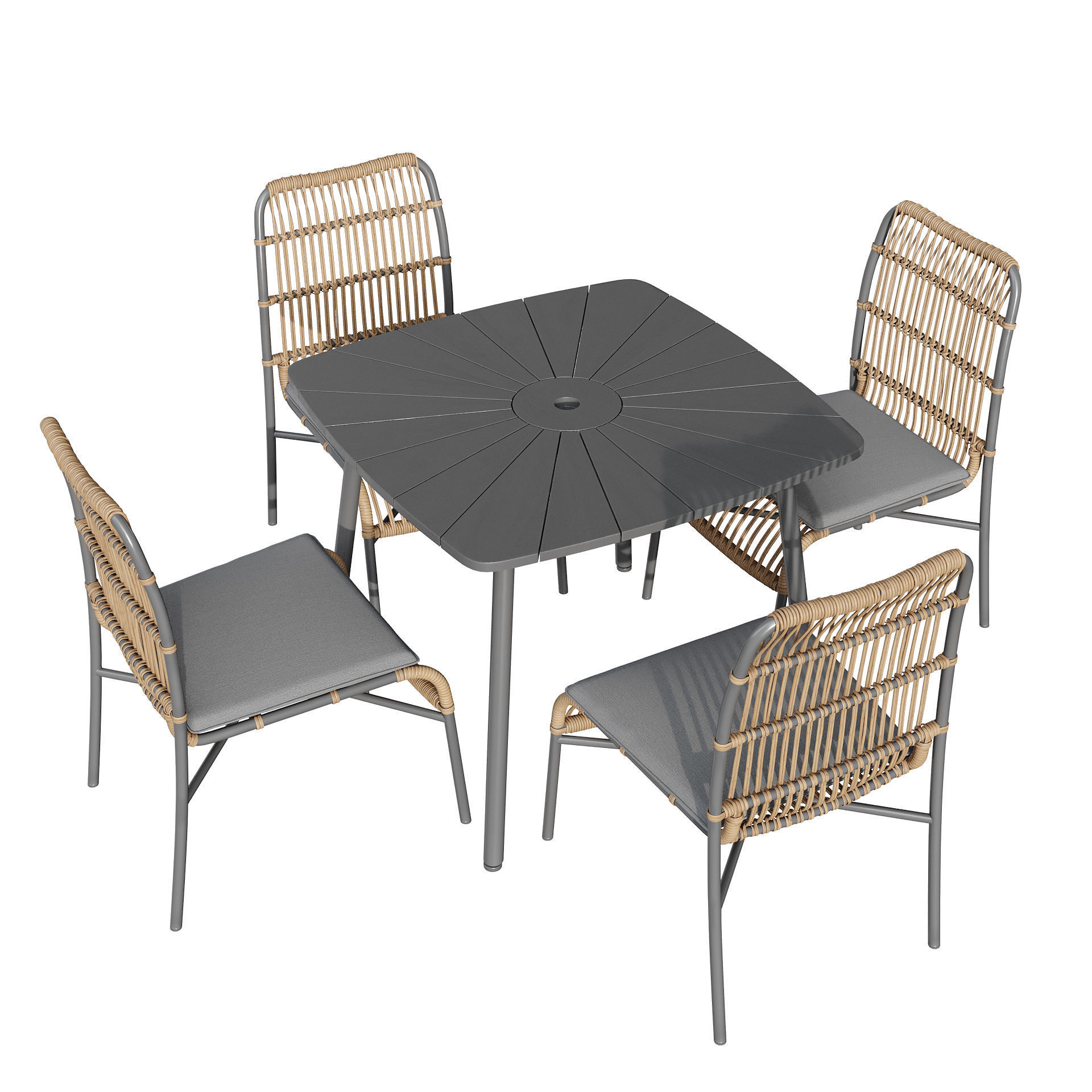 Rattan mixed outdoor set 3D model_4