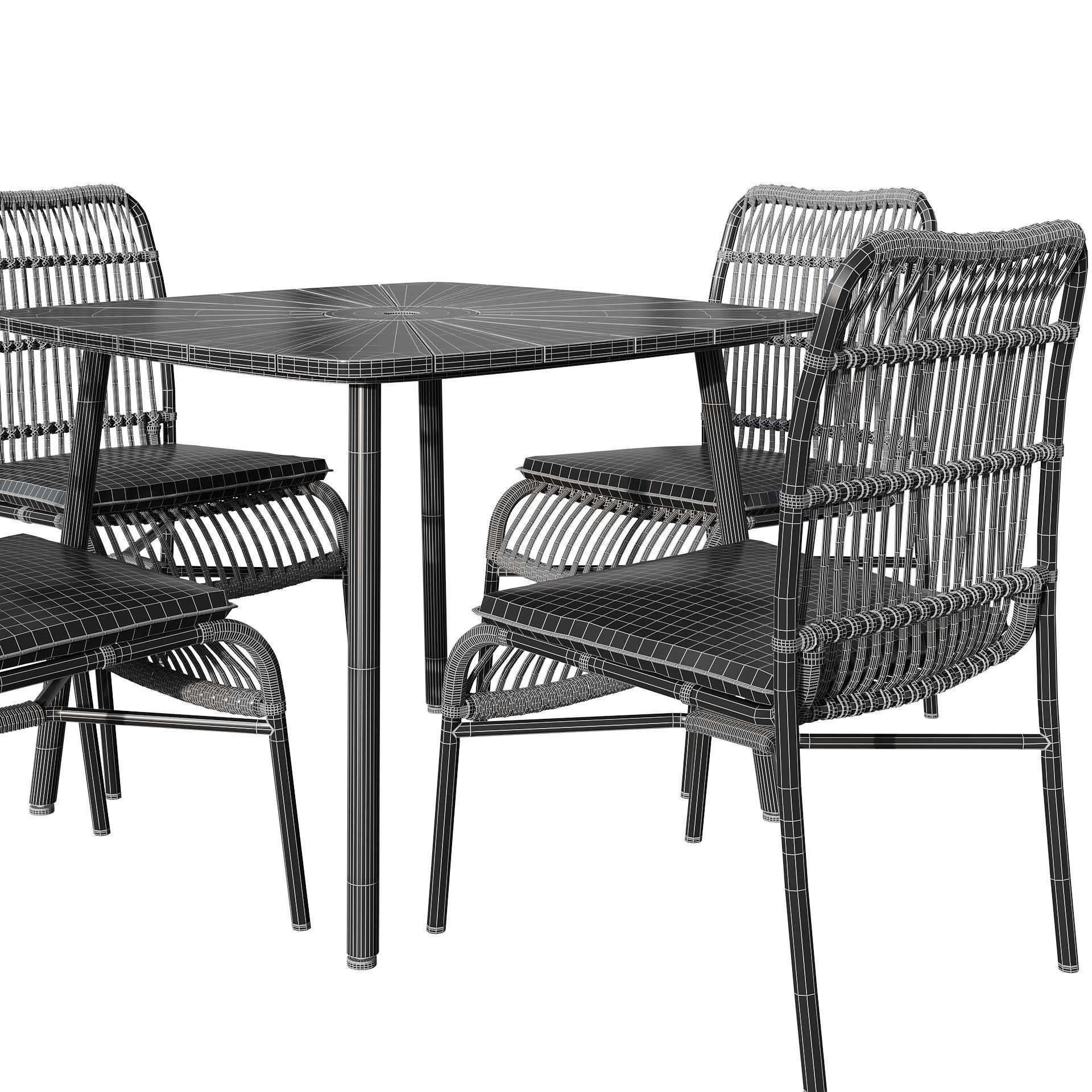 Rattan mixed outdoor set 3D model_8
