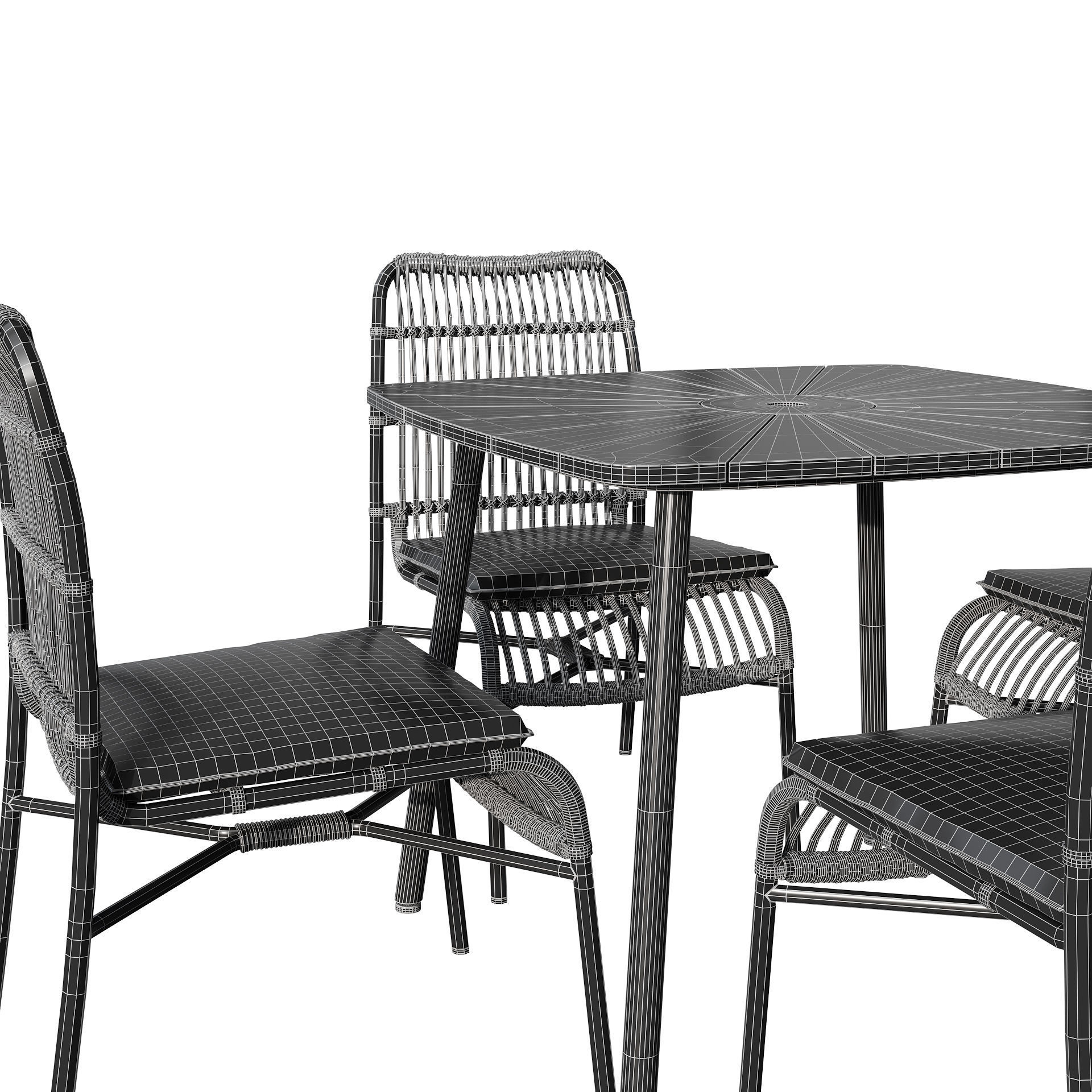 Rattan mixed outdoor set 3D model_10