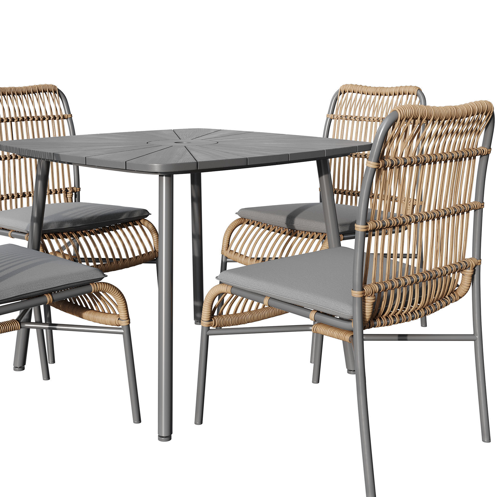 Rattan mixed outdoor set 3D model_3