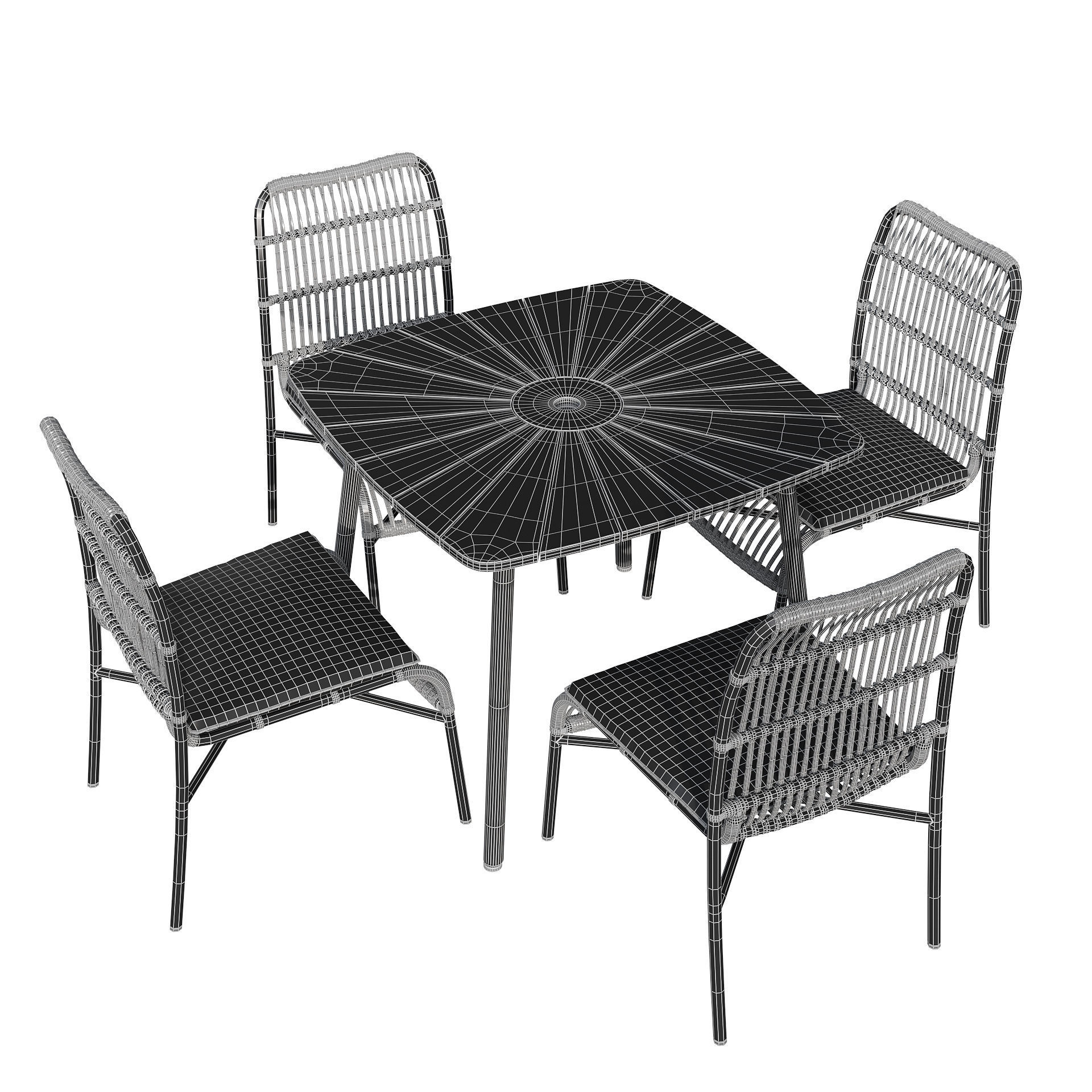 Rattan mixed outdoor set 3D model_9