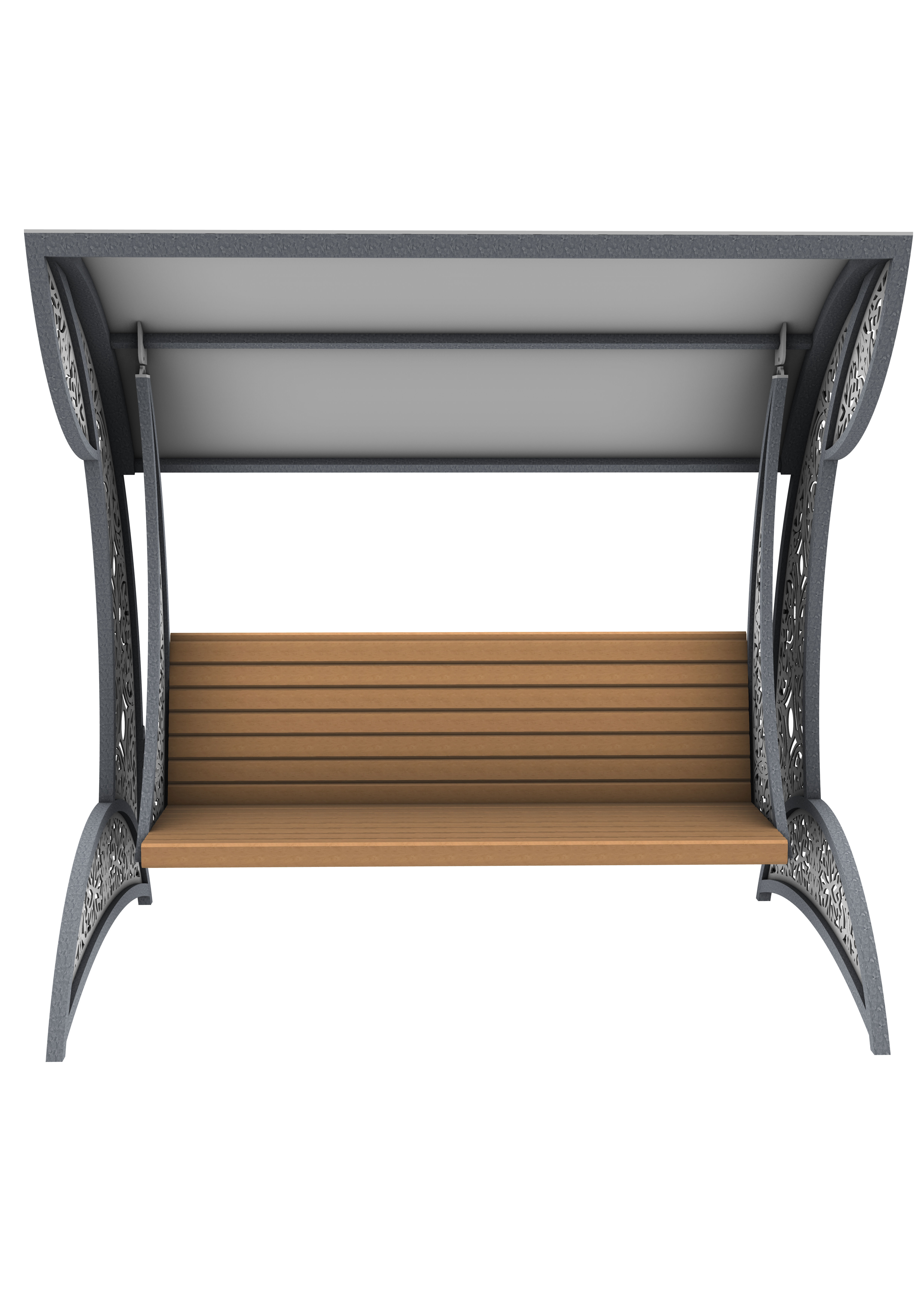 swing outdoor bench with canopy 3D model_1