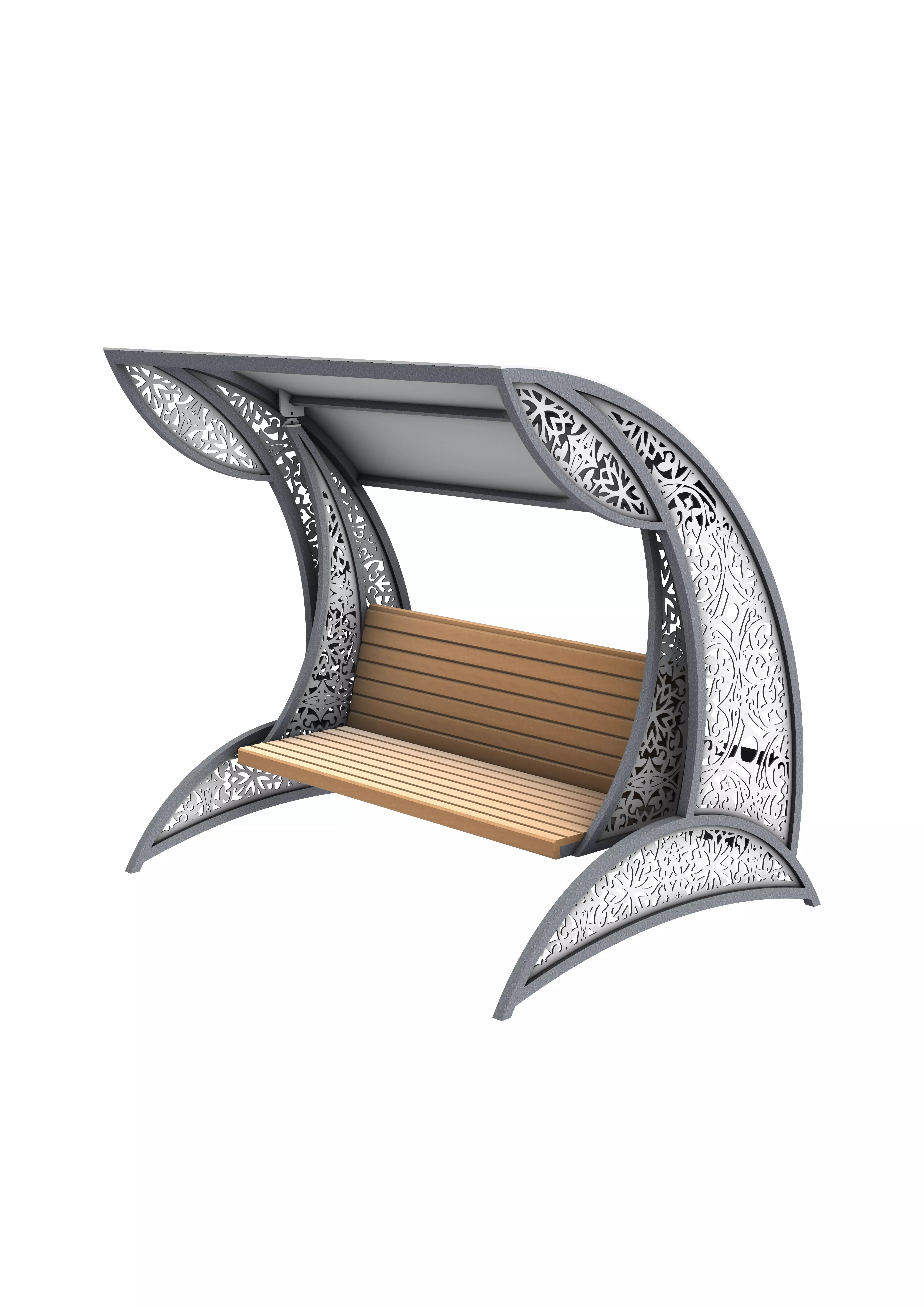 swing outdoor bench with canopy 3D model_0