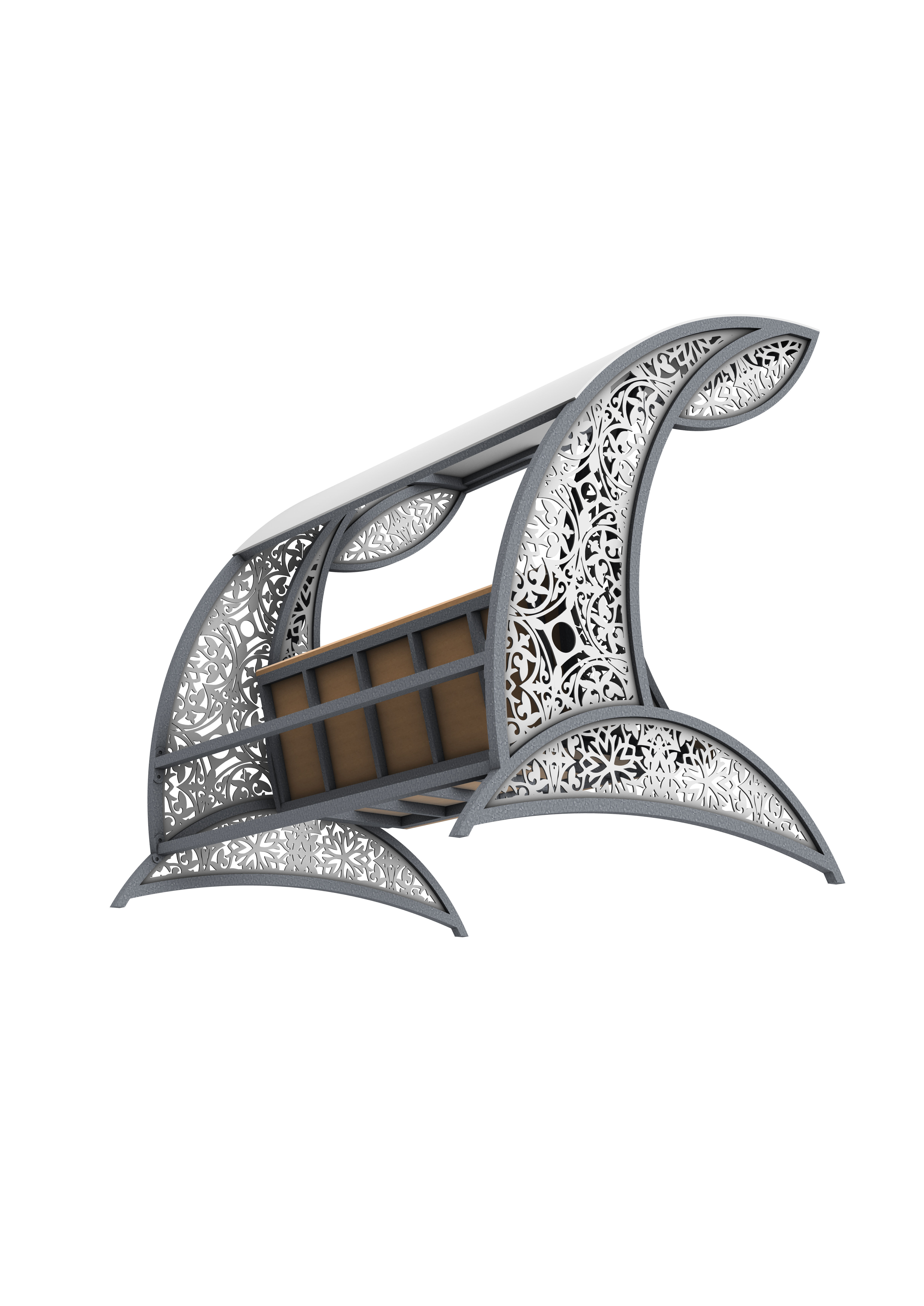 swing outdoor bench with canopy 3D model_3