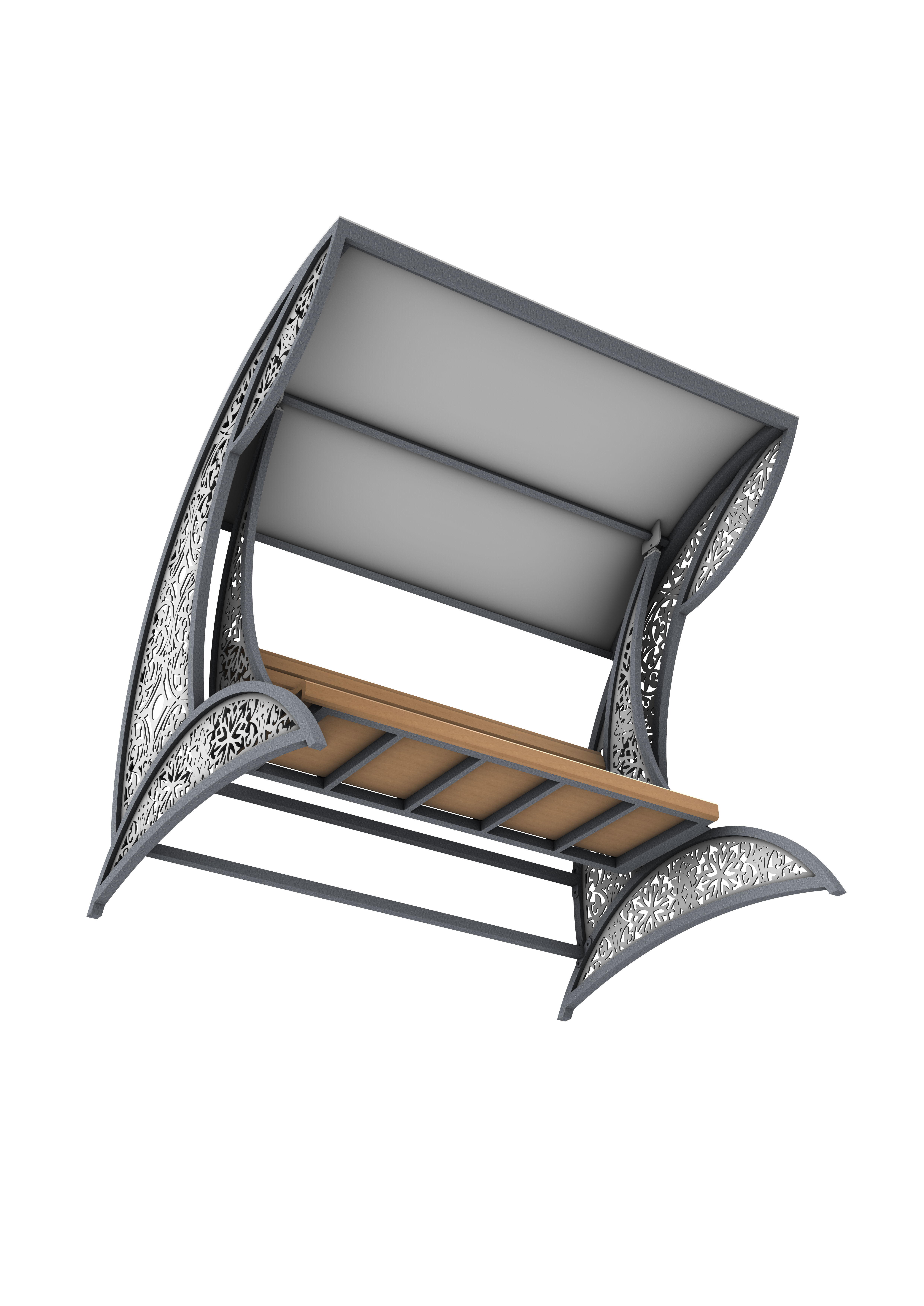 swing outdoor bench with canopy 3D model_2