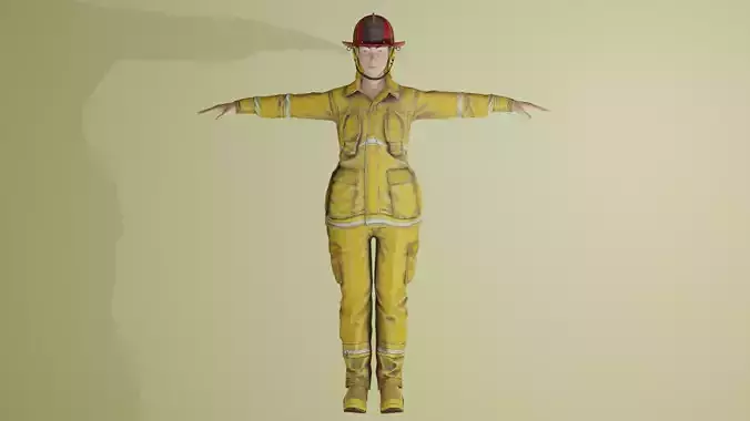 Female Firefighter - Lowpoly- Rigged