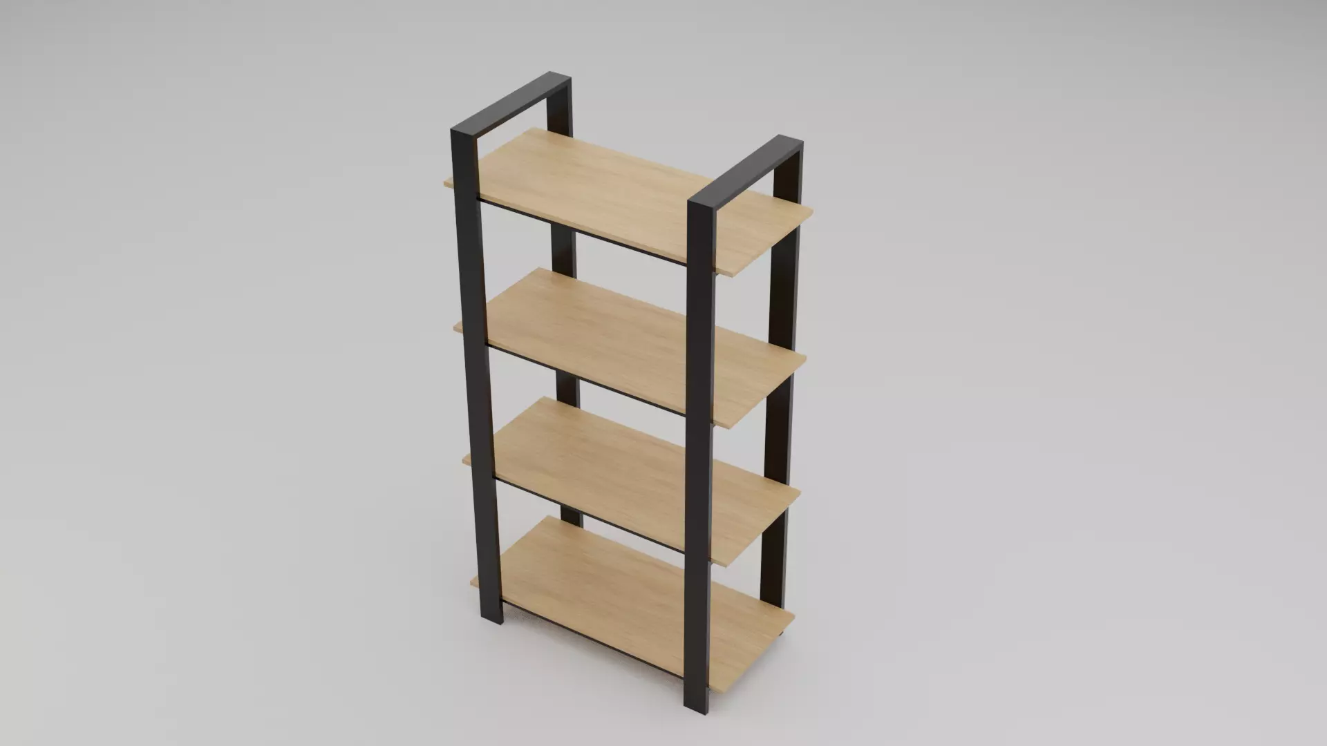 Shelving wooden bookcase with four shelves Free low-poly 3D model