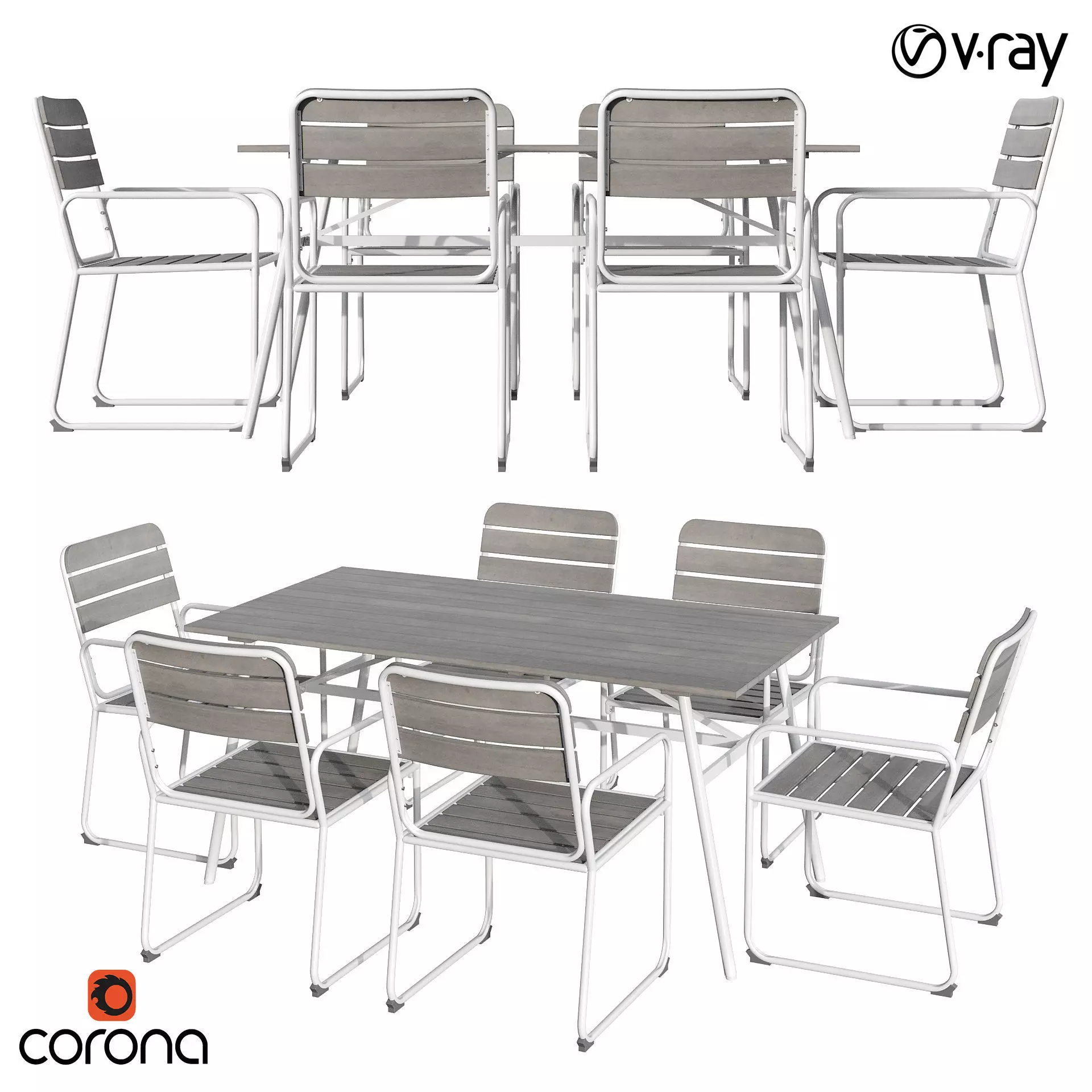 Outdoor light dinning set 3D model