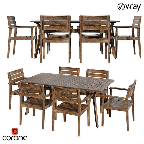 Outdoor wood dinning set  3D model