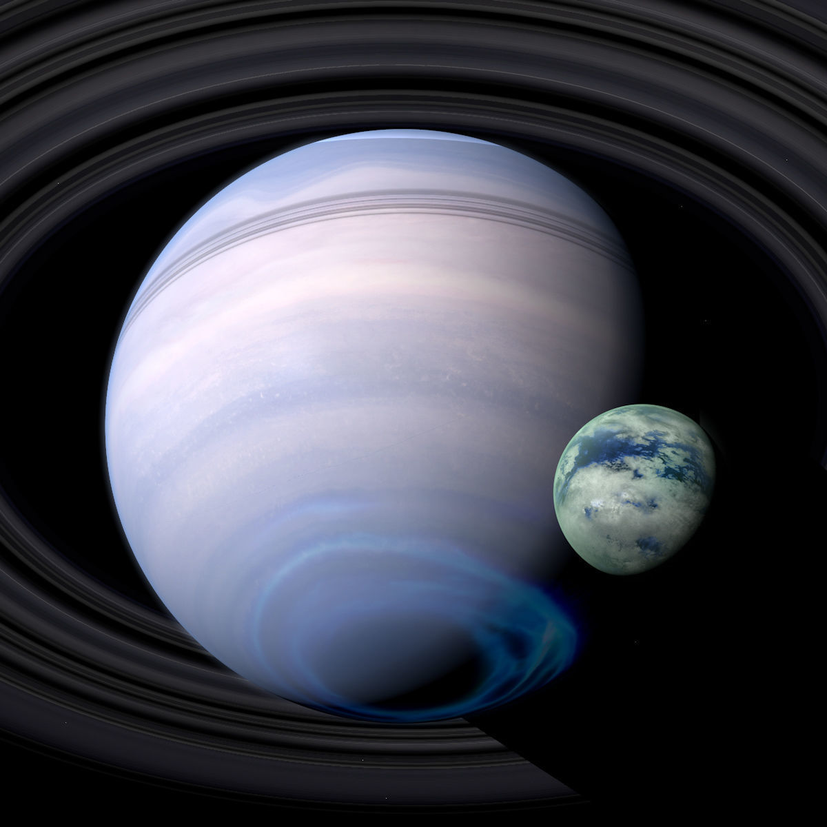 Blue Gas Planet with Moons - Alien Planet 8k  Low-poly 3D model_3
