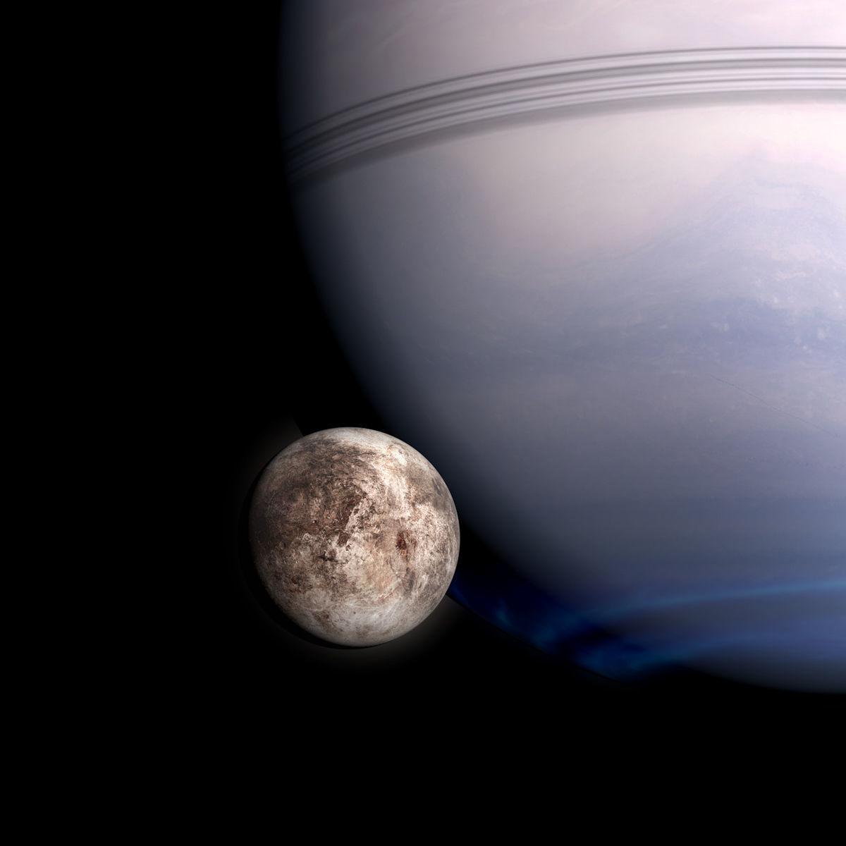 Blue Gas Planet with Moons - Alien Planet 8k  Low-poly 3D model_4