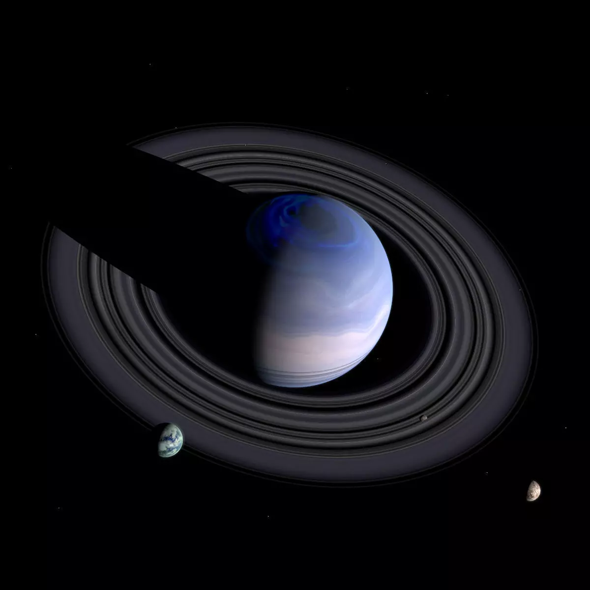 Blue Gas Planet with Moons - Alien Planet 8k  Low-poly 3D model_0
