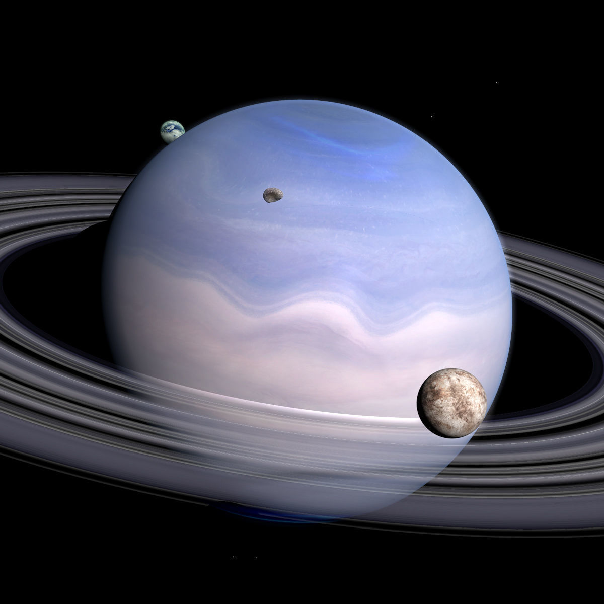Blue Gas Planet with Moons - Alien Planet 8k  Low-poly 3D model_5