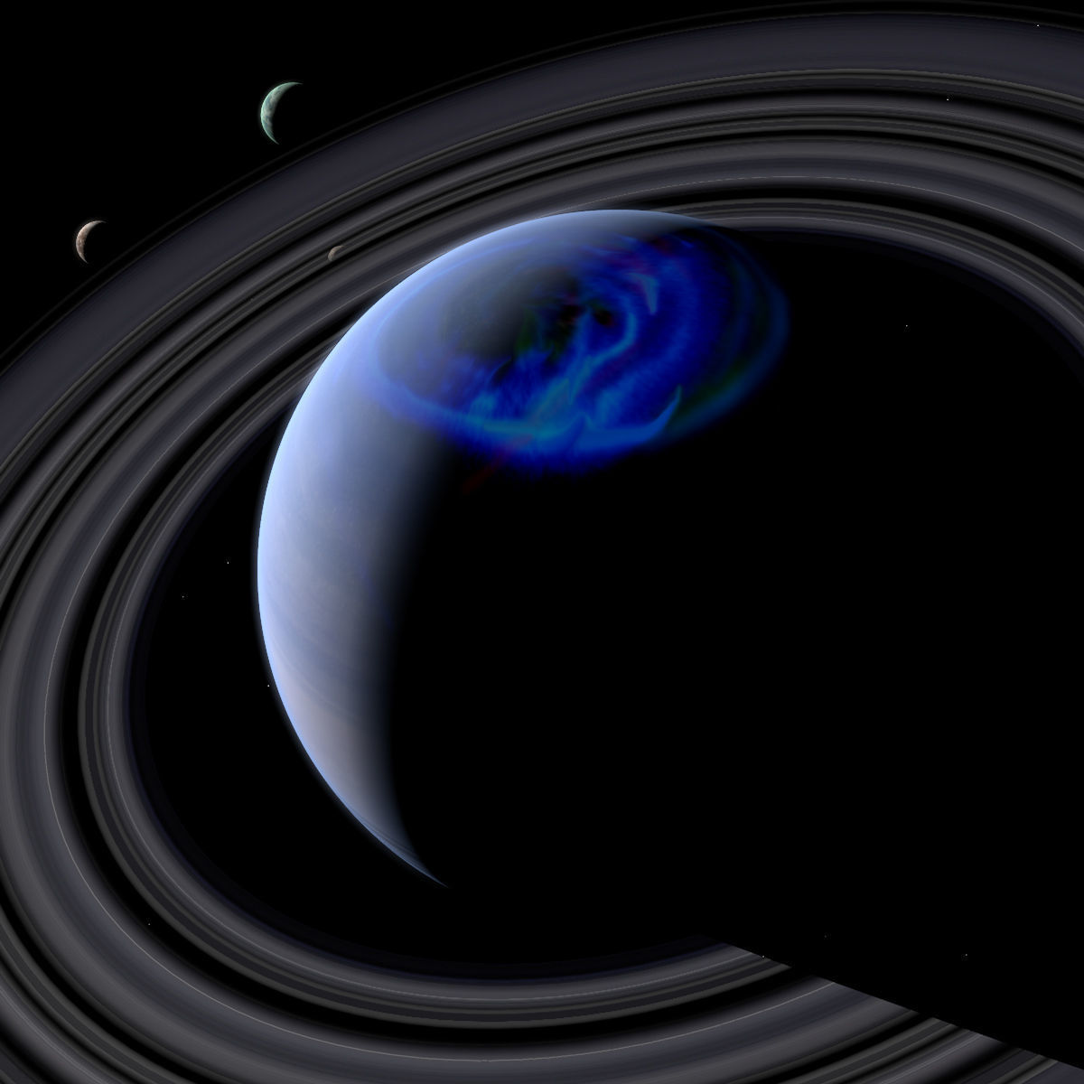 Blue Gas Planet with Moons - Alien Planet 8k  Low-poly 3D model_2