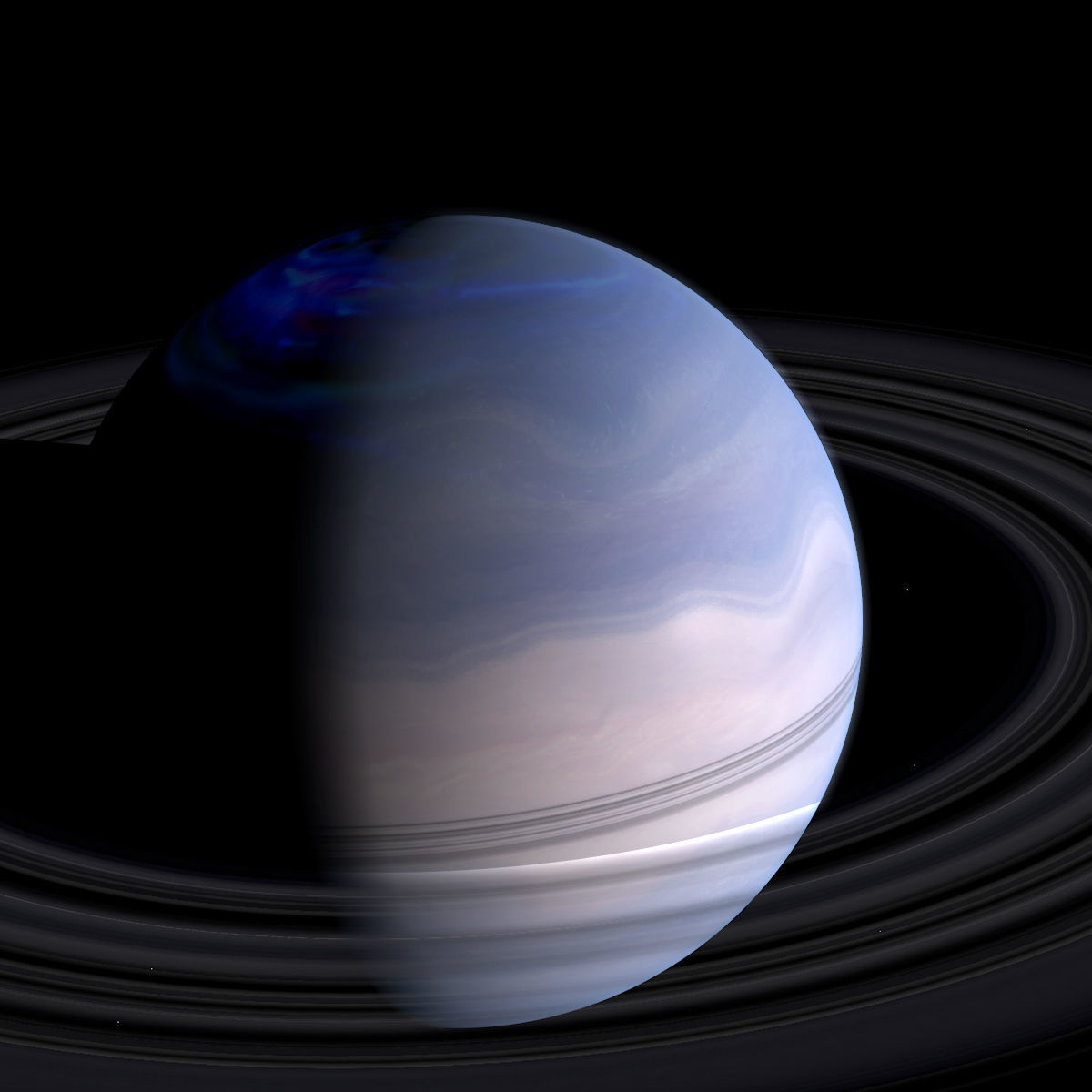 Blue Gas Planet with Moons - Alien Planet 8k  Low-poly 3D model_7