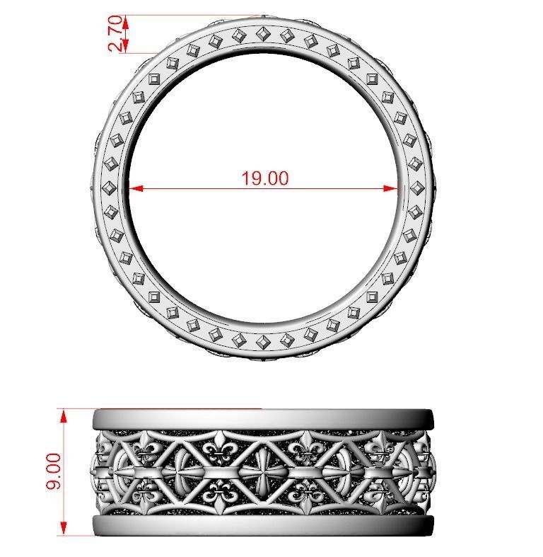Cross ring with fleur-de-lis 3D printable model 682 3D print model_13