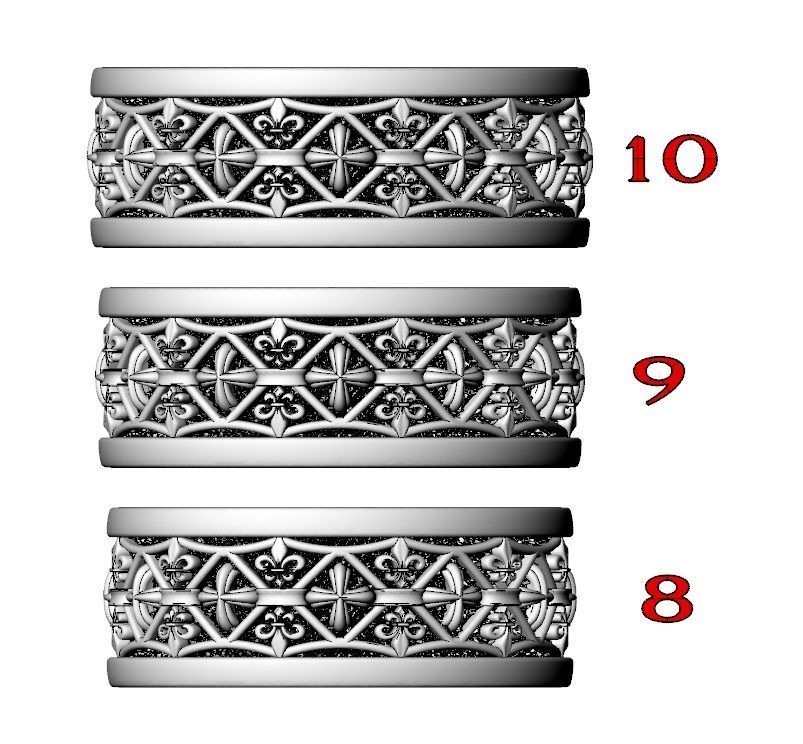 Cross ring with fleur-de-lis 3D printable model 682 3D print model_14