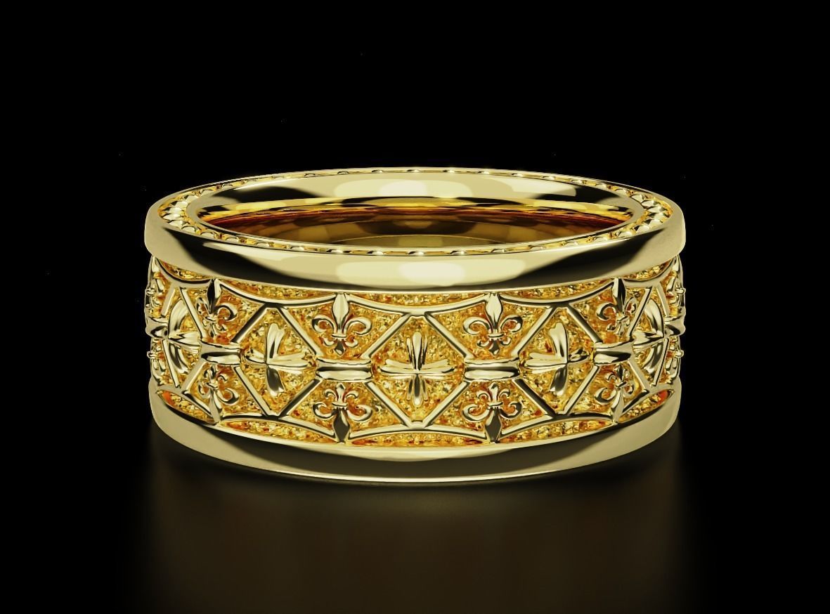 Cross ring with fleur-de-lis 3D printable model 682 3D print model_11