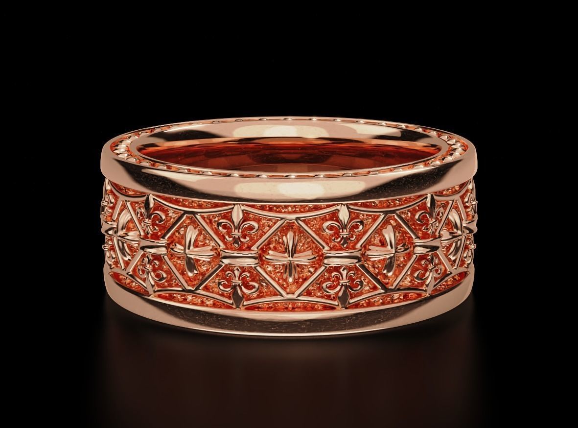 Cross ring with fleur-de-lis 3D printable model 682 3D print model_10