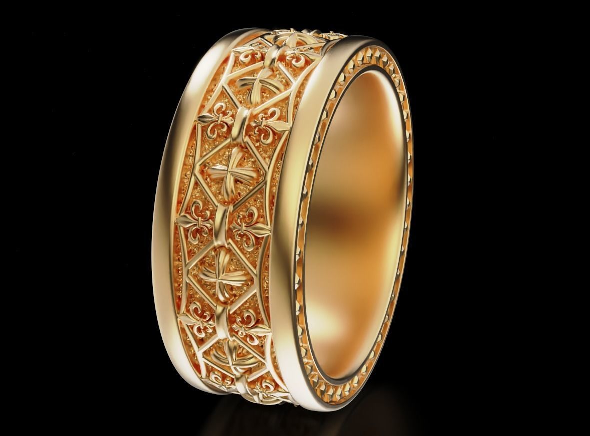 Cross ring with fleur-de-lis 3D printable model 682 3D print model_5
