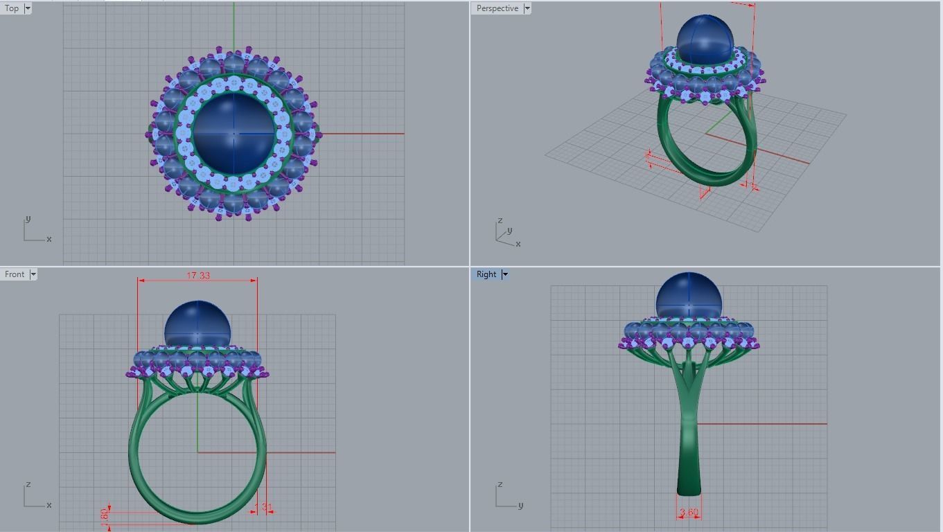 Pearl diamond ring 3D print model_4