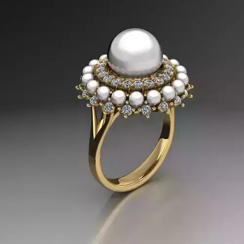 Pearl diamond ring